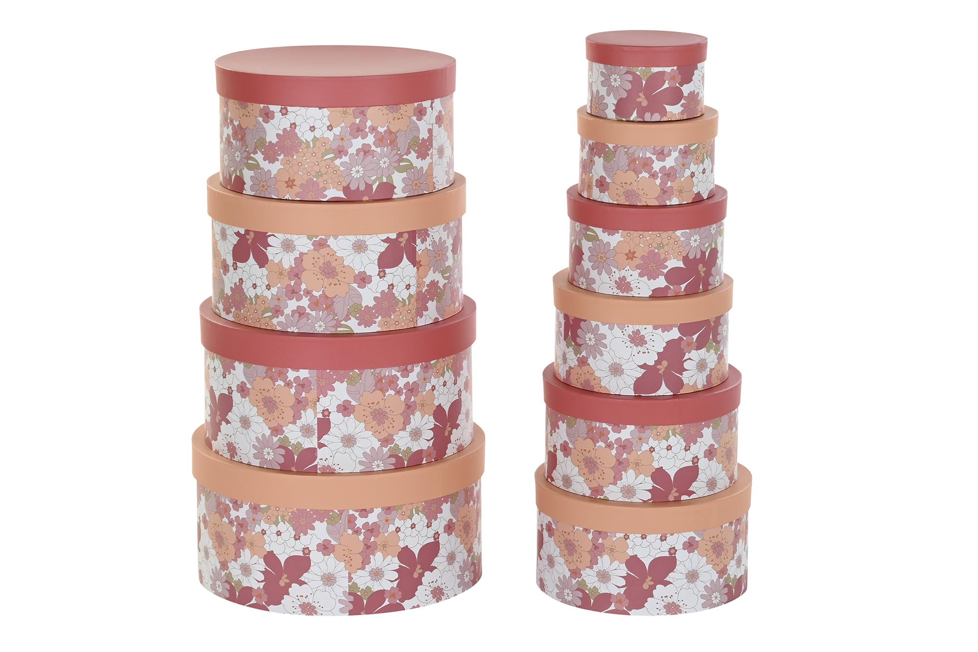CAJA SET 10 CARTON 37,5X37,5X18 REDONDA FUCSIA