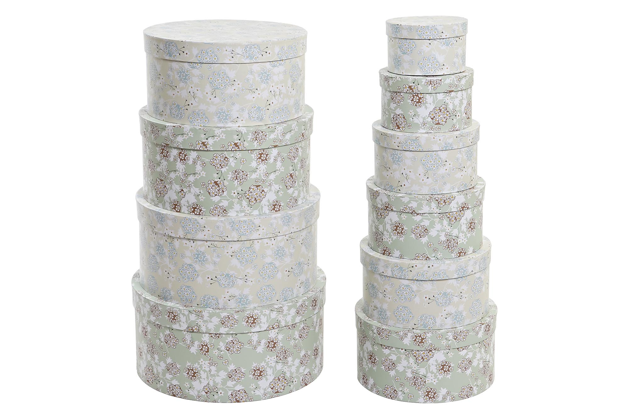 CAJA SET 10 CARTON 37,5X37,5X18 REDONDA VERDE