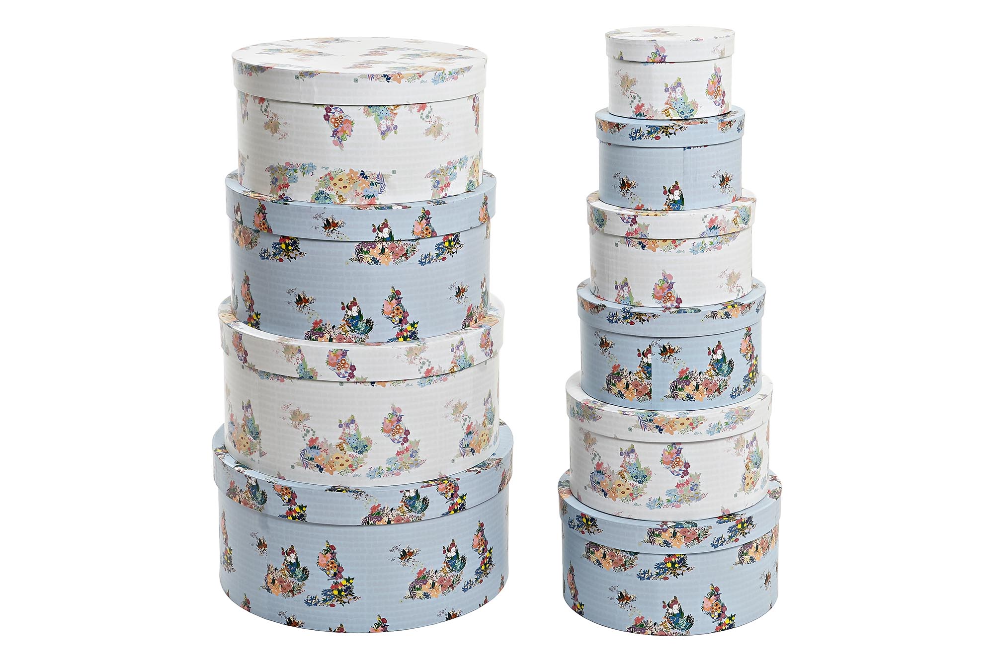 CAJA SET 10 CARTON 37,5X37,5X18 REDONDA AZUL