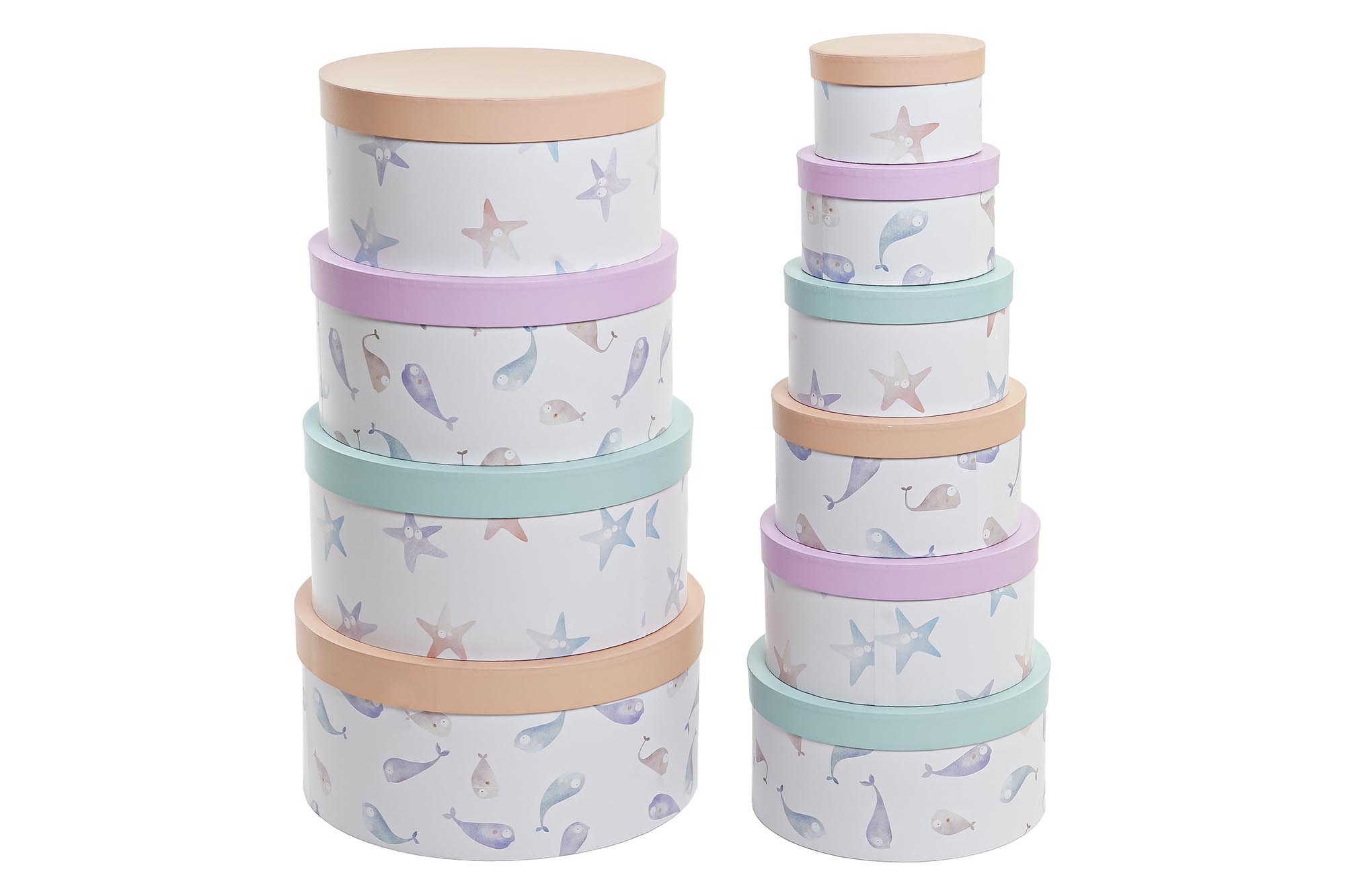 CAJA SET 10 CARTON 37,5X37,5X18 REDONDA AZUL