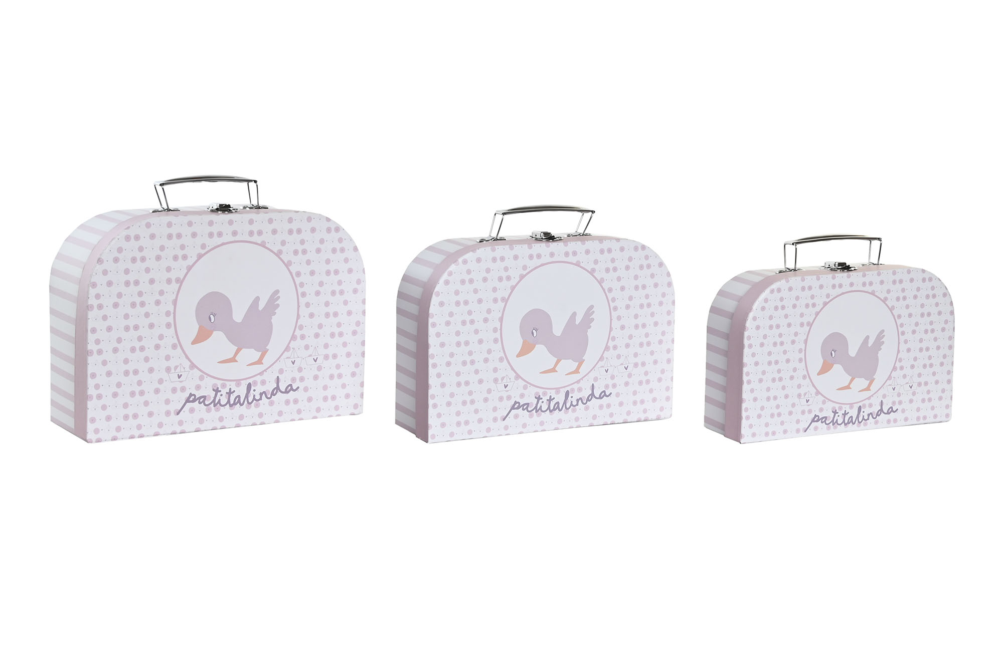 CAJA SET 3 CARTON METAL 28X9,5X20 PATITOS MALETIN