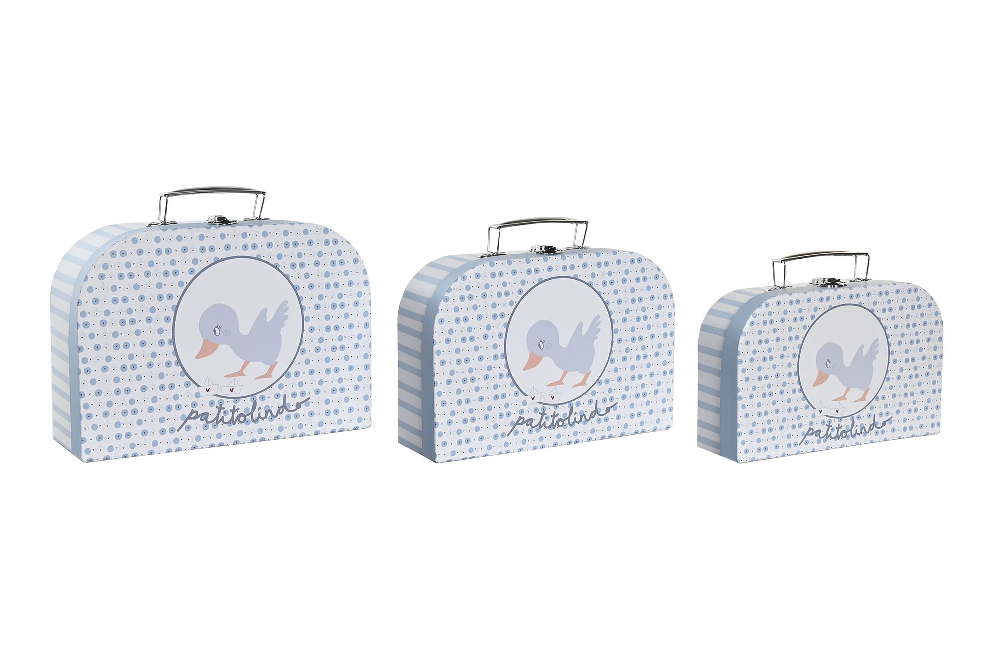 CAJA SET 3 CARTON METAL 28X9,5X20 PATITOS MALETIN