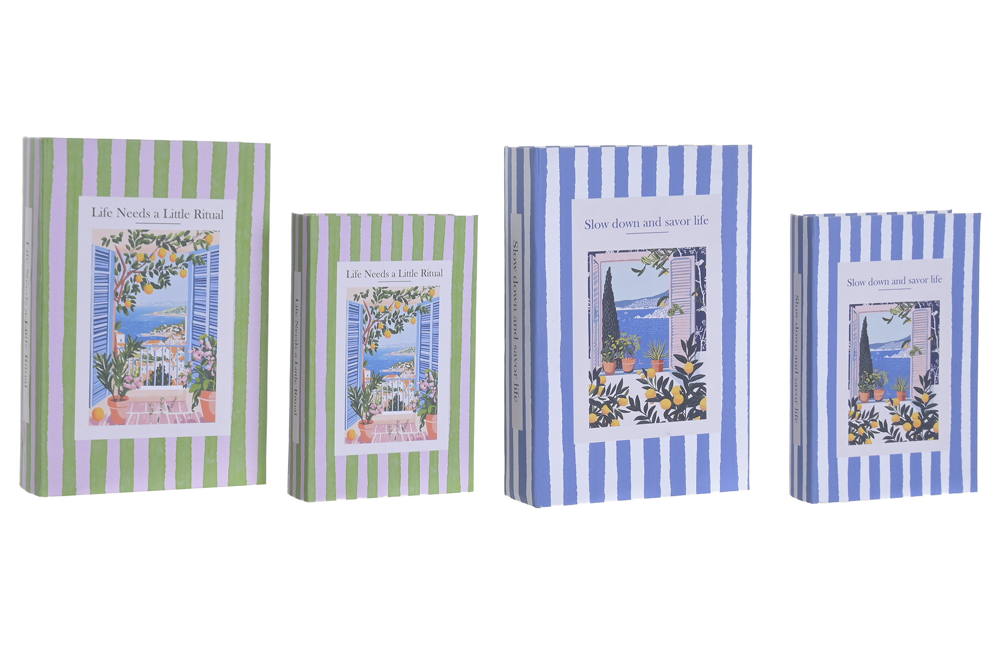 CAJA LIBRO SET 2 PU MDF 21X7X30 RAYAS 2 SURT.