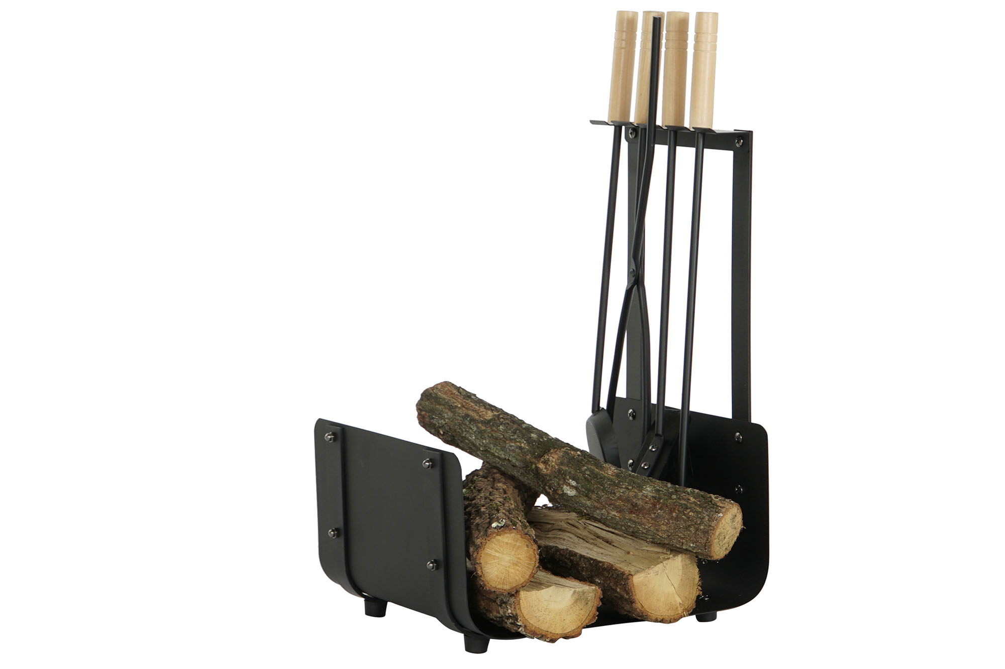 LEÑERA SET 4 ACERO PINO 11X2,5X57 NEGRO