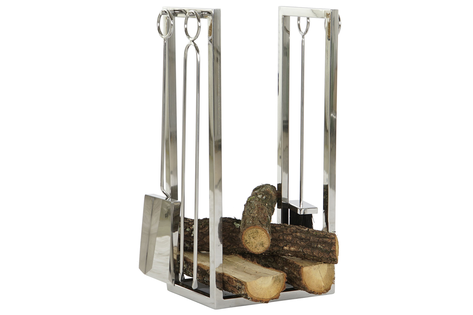 LEÑERA SET 4 INOX 36X20X59 NIQUELADO PLATEADO
