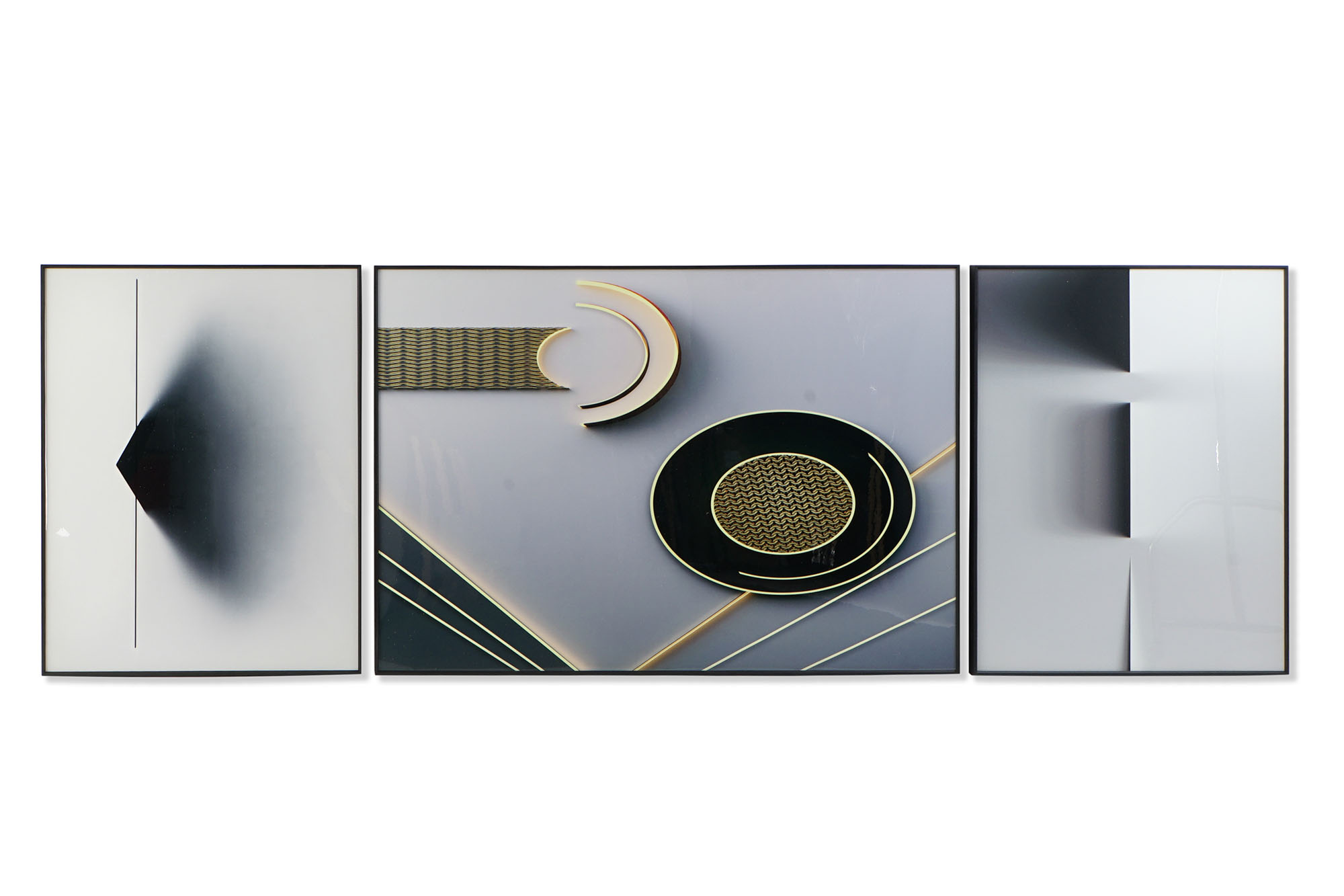 CUADRO SET 3 ALUMINIO MDF 240X3X80 ABSTRACTO