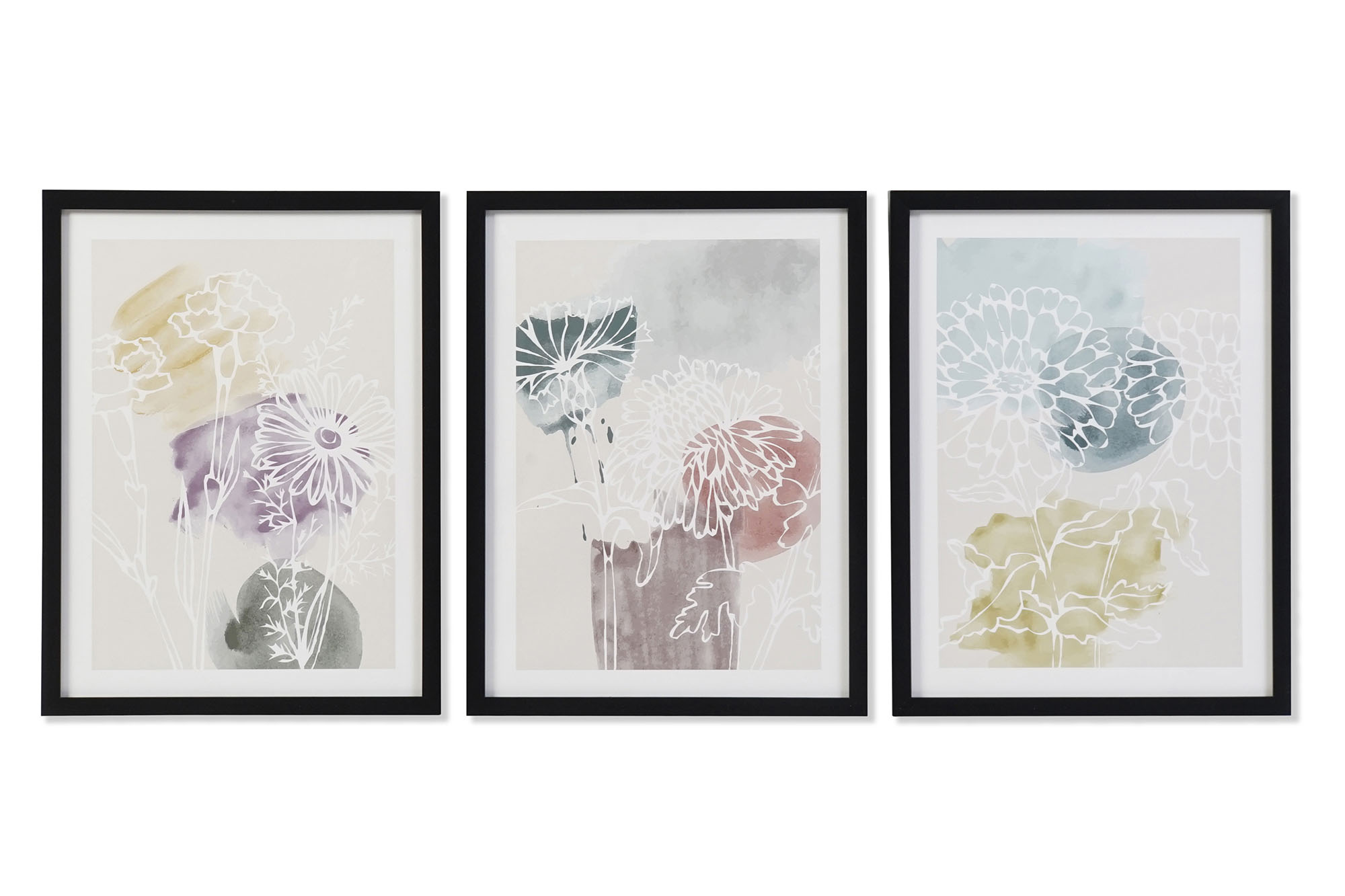 CUADRO PS MDF 30X3X40 FLORES ENMARCADO 3 SURT.