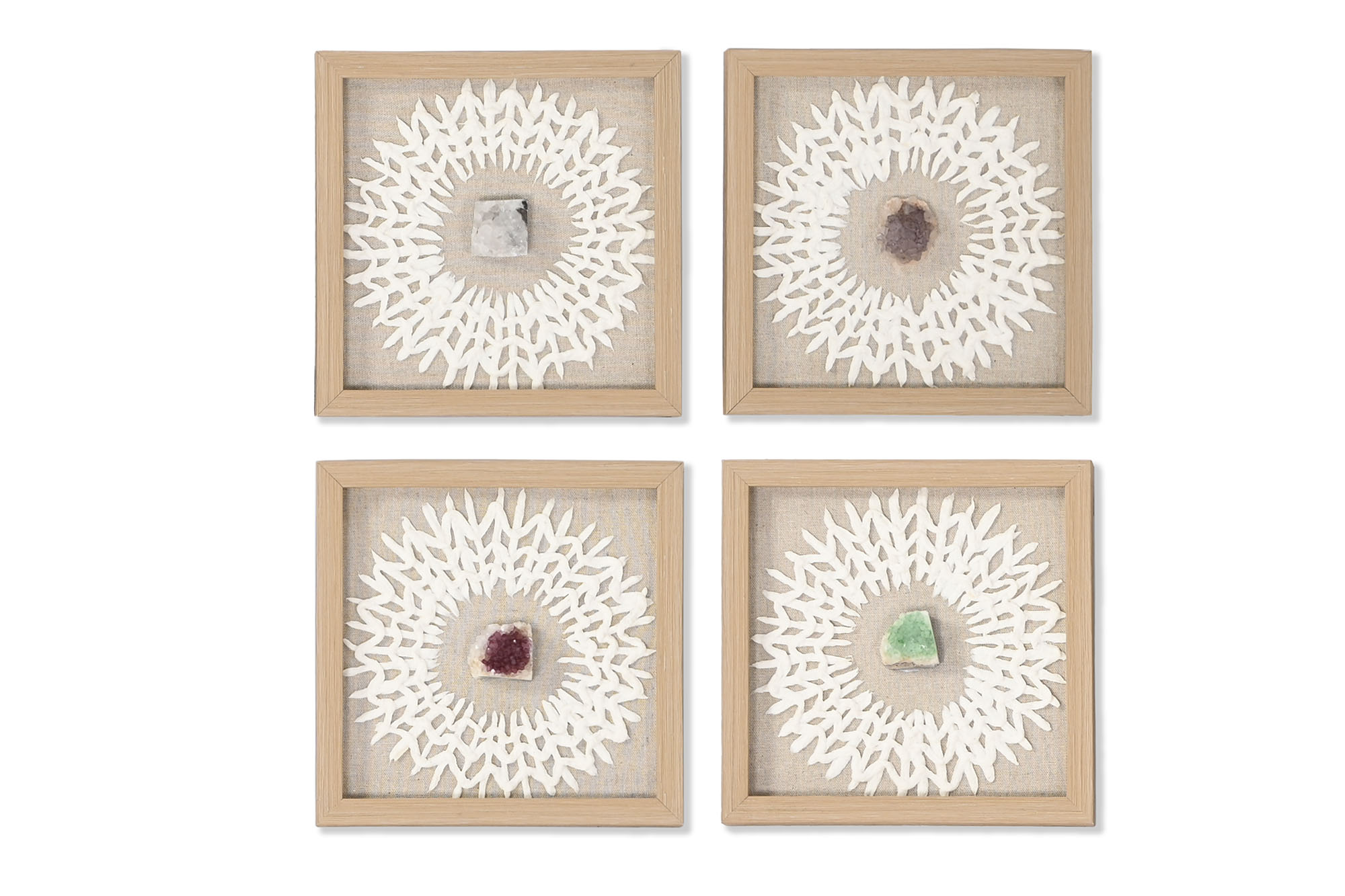 CUADRO SET 4 CRISTAL PAPEL MACHE 22X2X22 ENMARCADO
