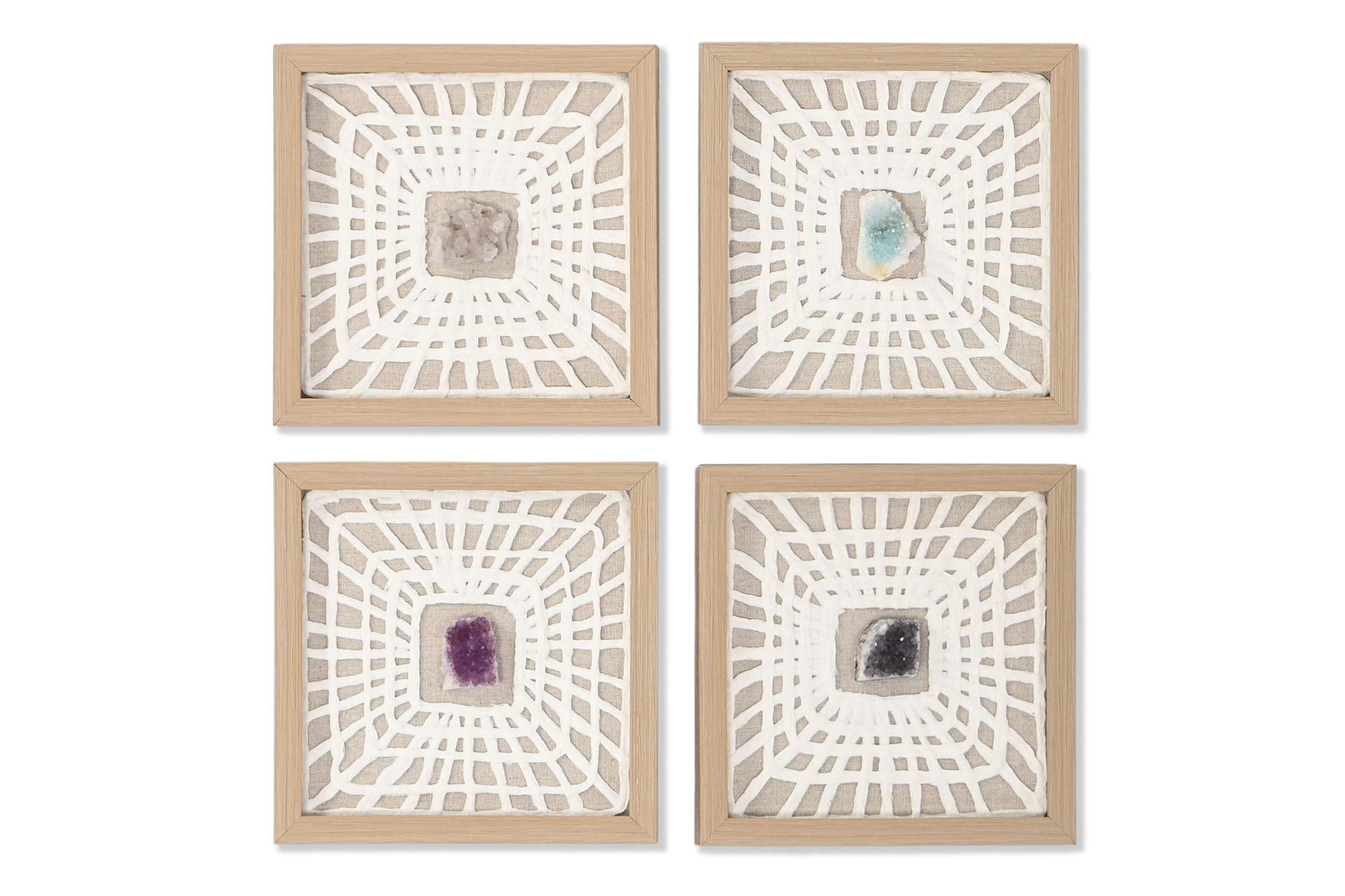 CUADRO SET 4 CRISTAL PAPEL MACHE 22X2X22 ENMARCADO