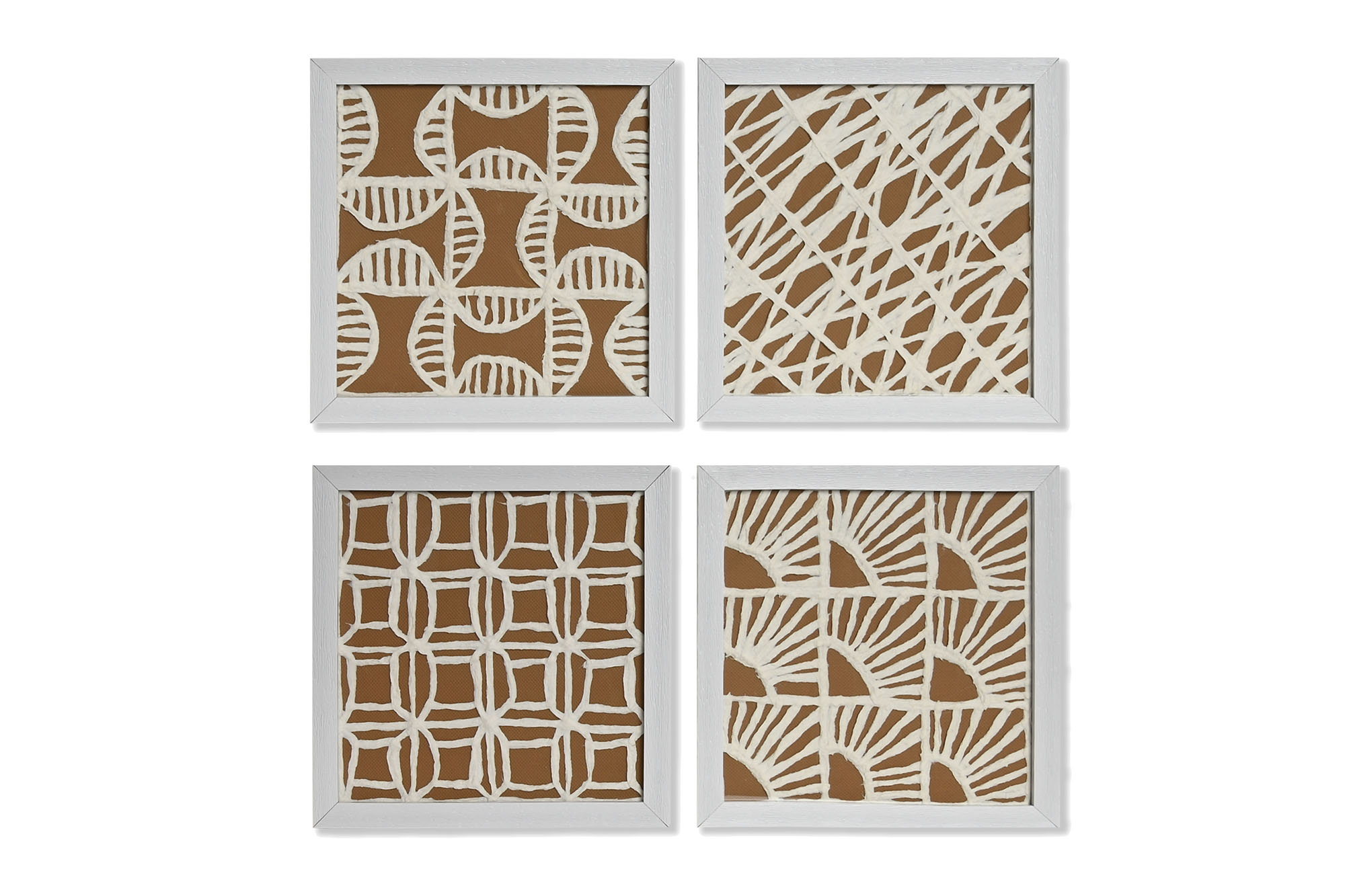 CUADRO SET 4 CRISTAL PAPEL MACHE 22X2X22 BLANCO