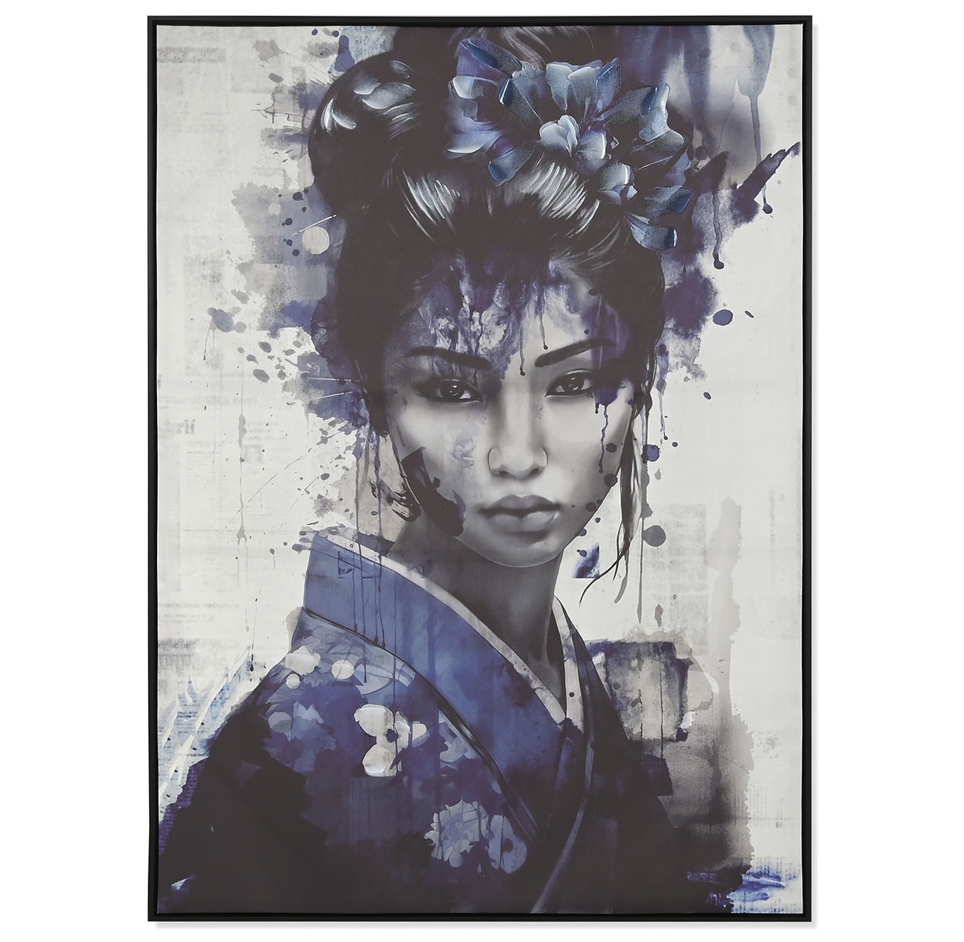 CUADRO LIENZO PS 103X4X143 GEISHA ENMARCADO AZUL