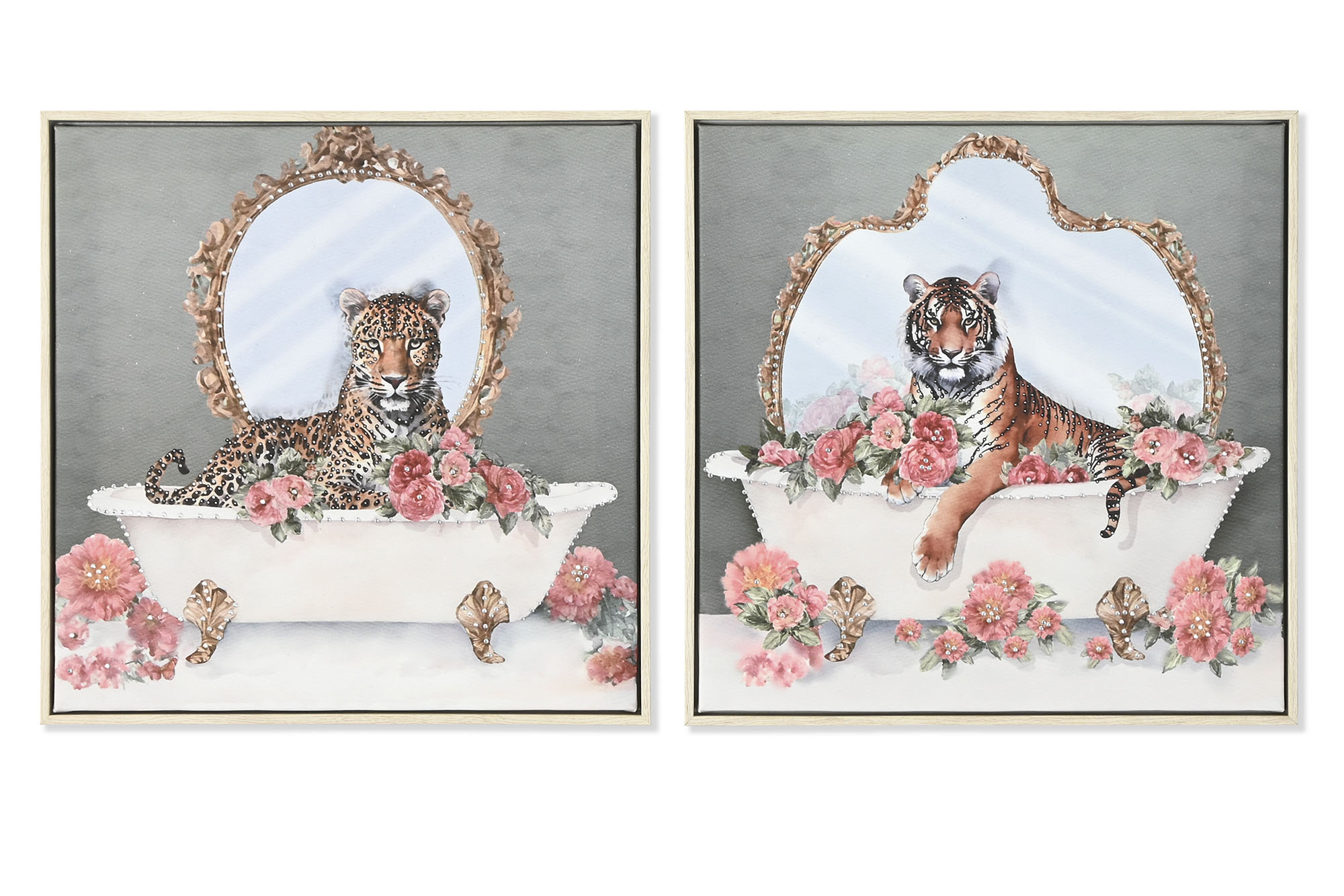 CUADRO LIENZO PS 35X2,6X35 TIGRE BAÑERA 3D 2 SURT.
