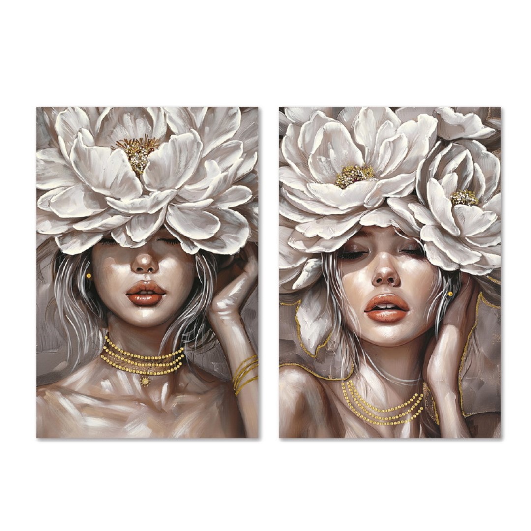 CUADRO LIENZO MDF 60X3X90 CHICA FLORES 2 SURT.