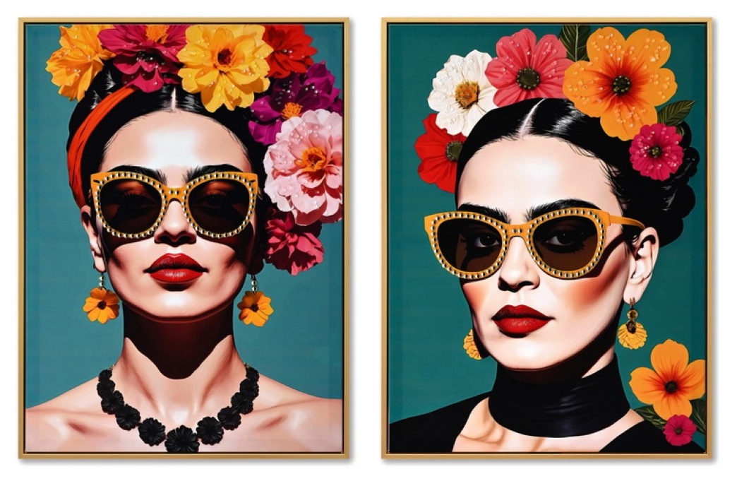 CUADRO LIENZO 52,5X2,7X72,5 CHICA FLORES 2 SURT.