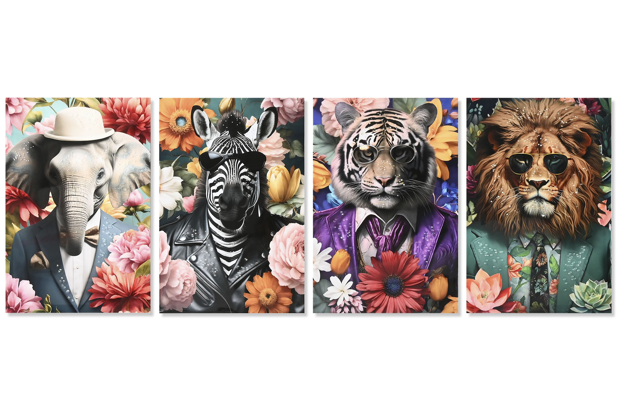 CUADRO LIENZO 40X1,8X60 ANIMALES FLORES 4 SURT.