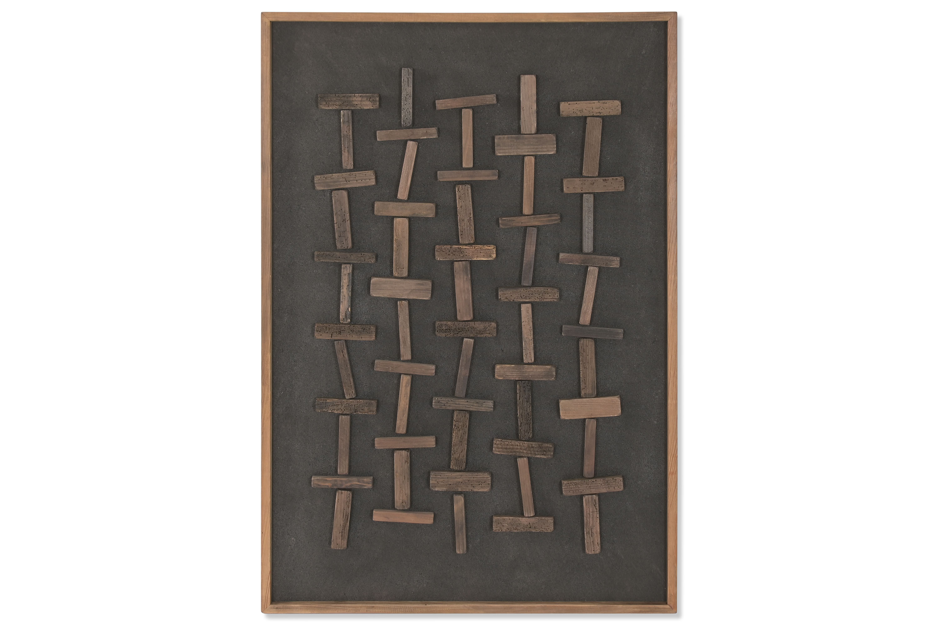 CUADRO MADERA RECICLADA PINO 82X4X122 3D NEGRO