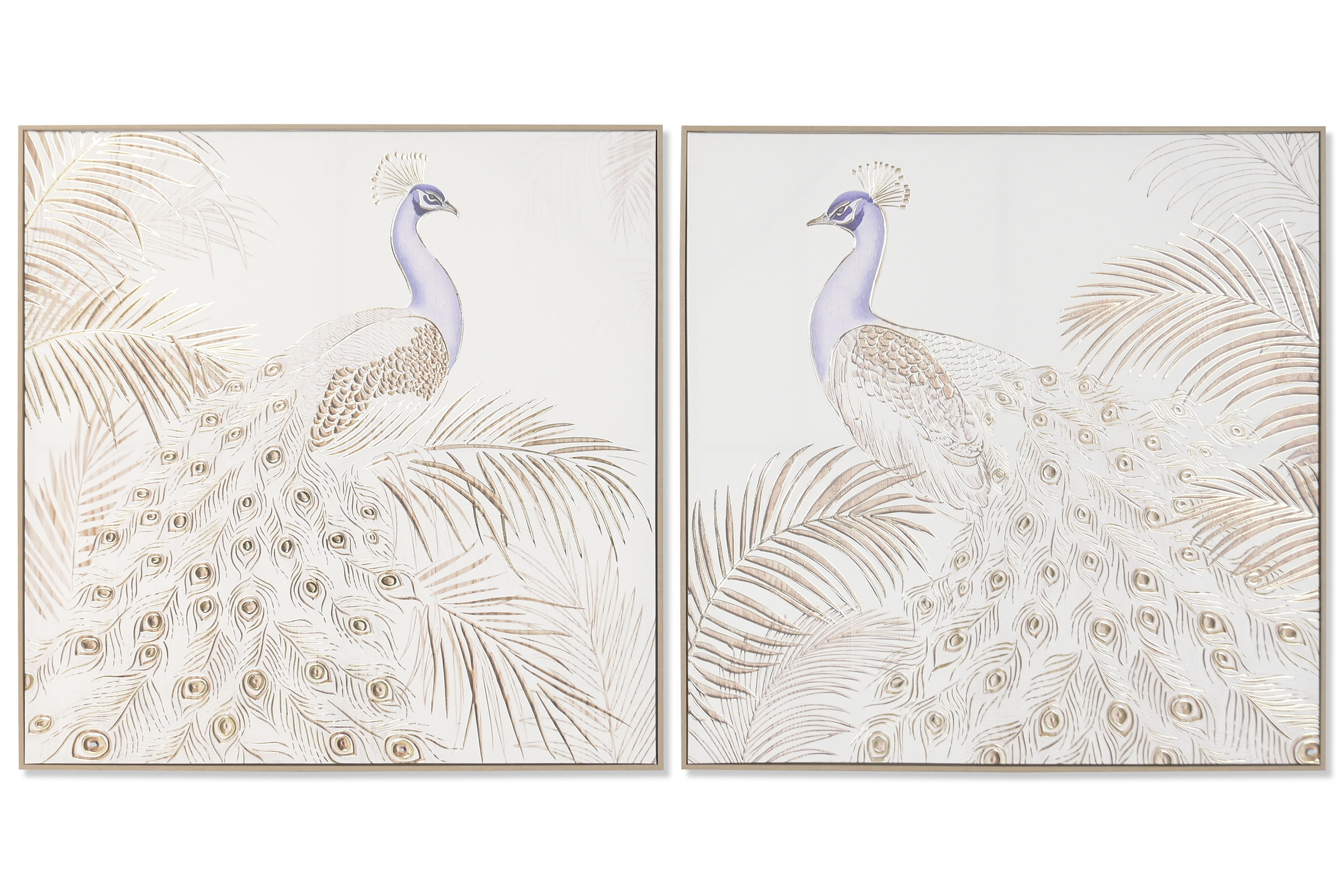 CUADRO LIENZO PINO 100X5X100 PAVO REAL 3D 2 SURT.
