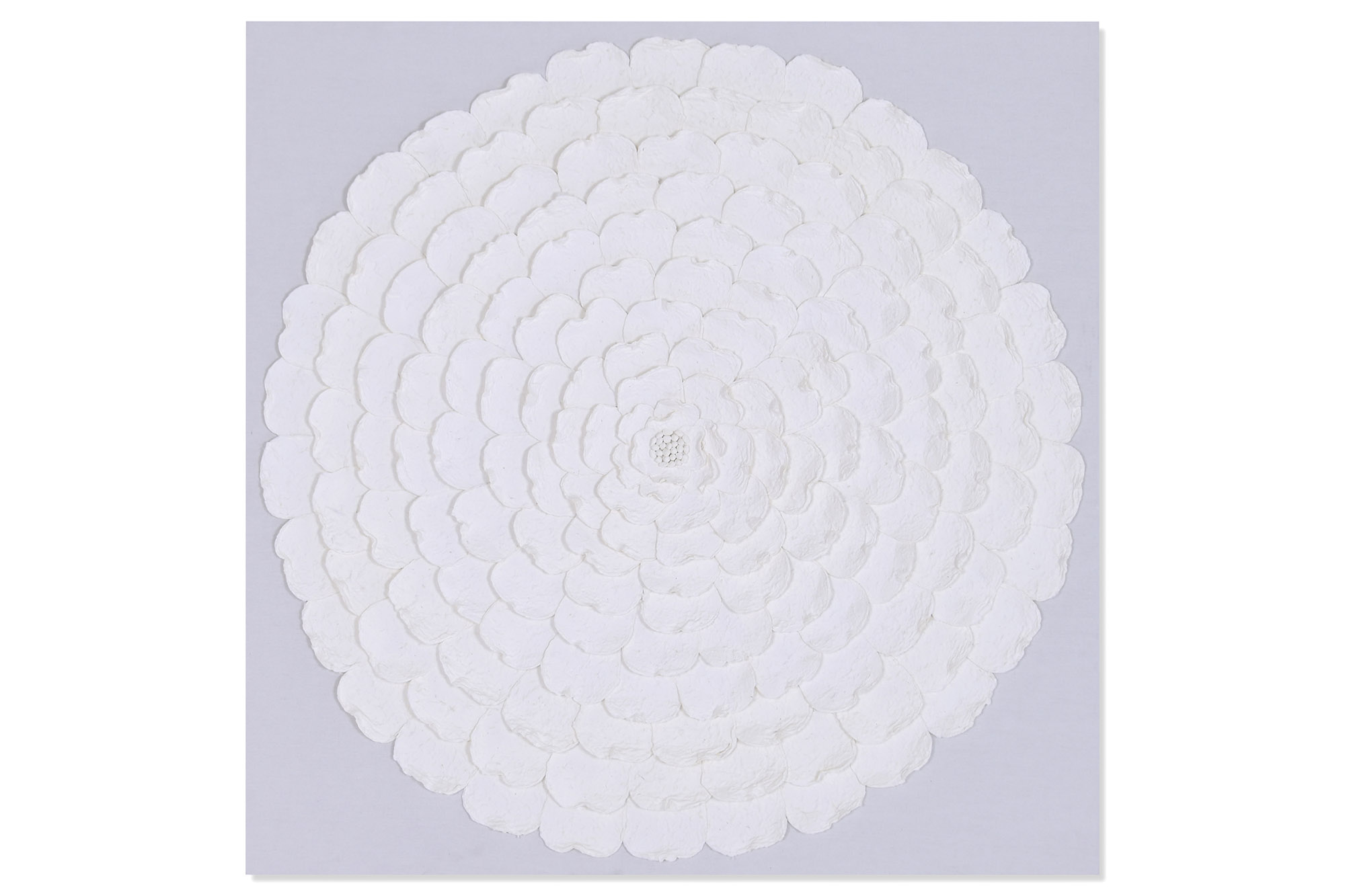 CUADRO LIENZO PAPEL MACHE 120X7X120 FLOR 3D BLANCO