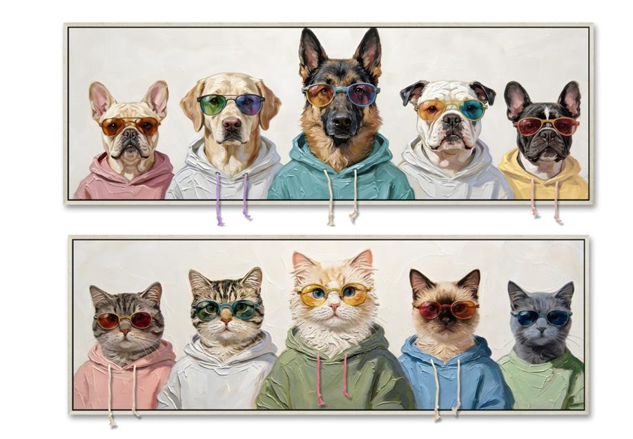 CUADRO LIENZO PS 120X3,7X40 PERROS GATOS 2 SURT.