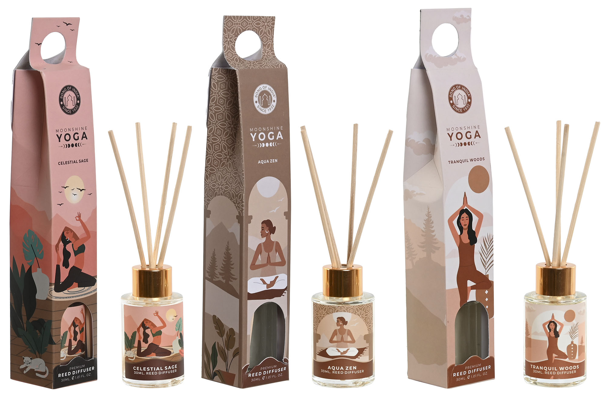 AMBIENTADOR MIKADO CRISTAL 3X3X22 30 ML, YOGA 3 SU