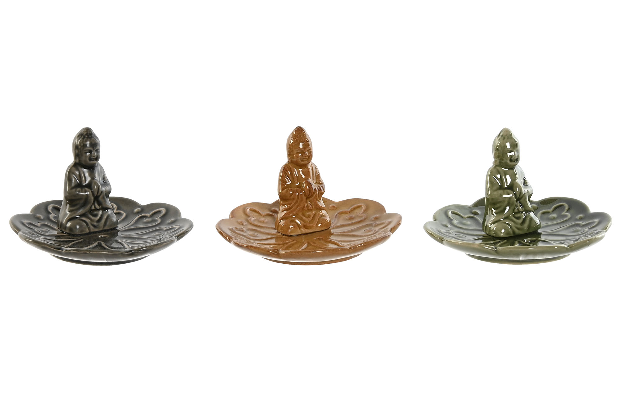 SOPORTE INCIENSO GRES 10,5X10,5X7 BUDA 3 SURT.
