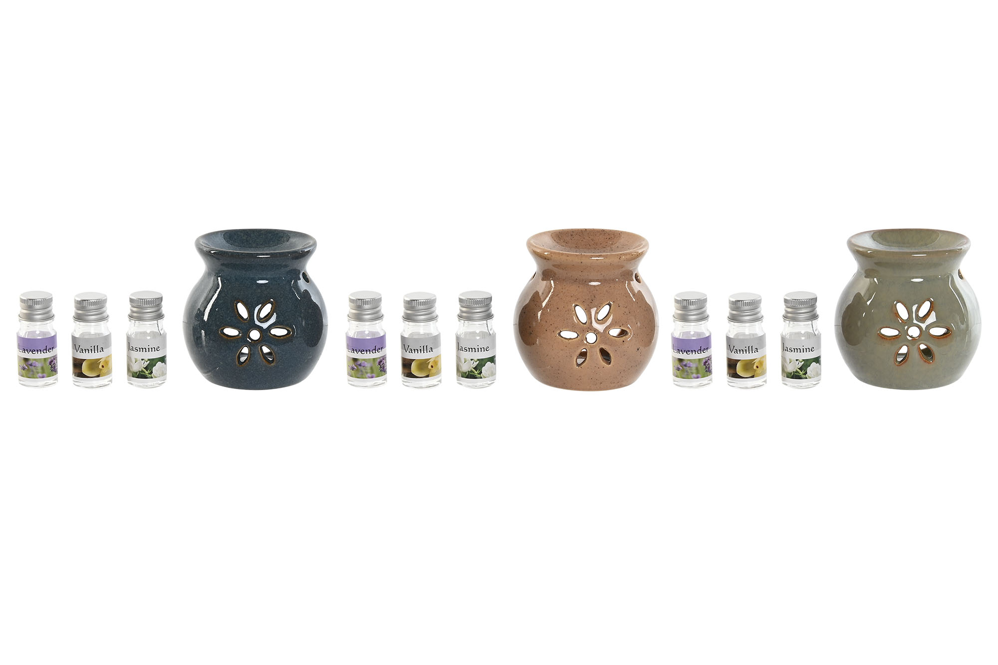 QUEMADOR SET 4 GRES AROMA 11X6X24,5 3 SURT.