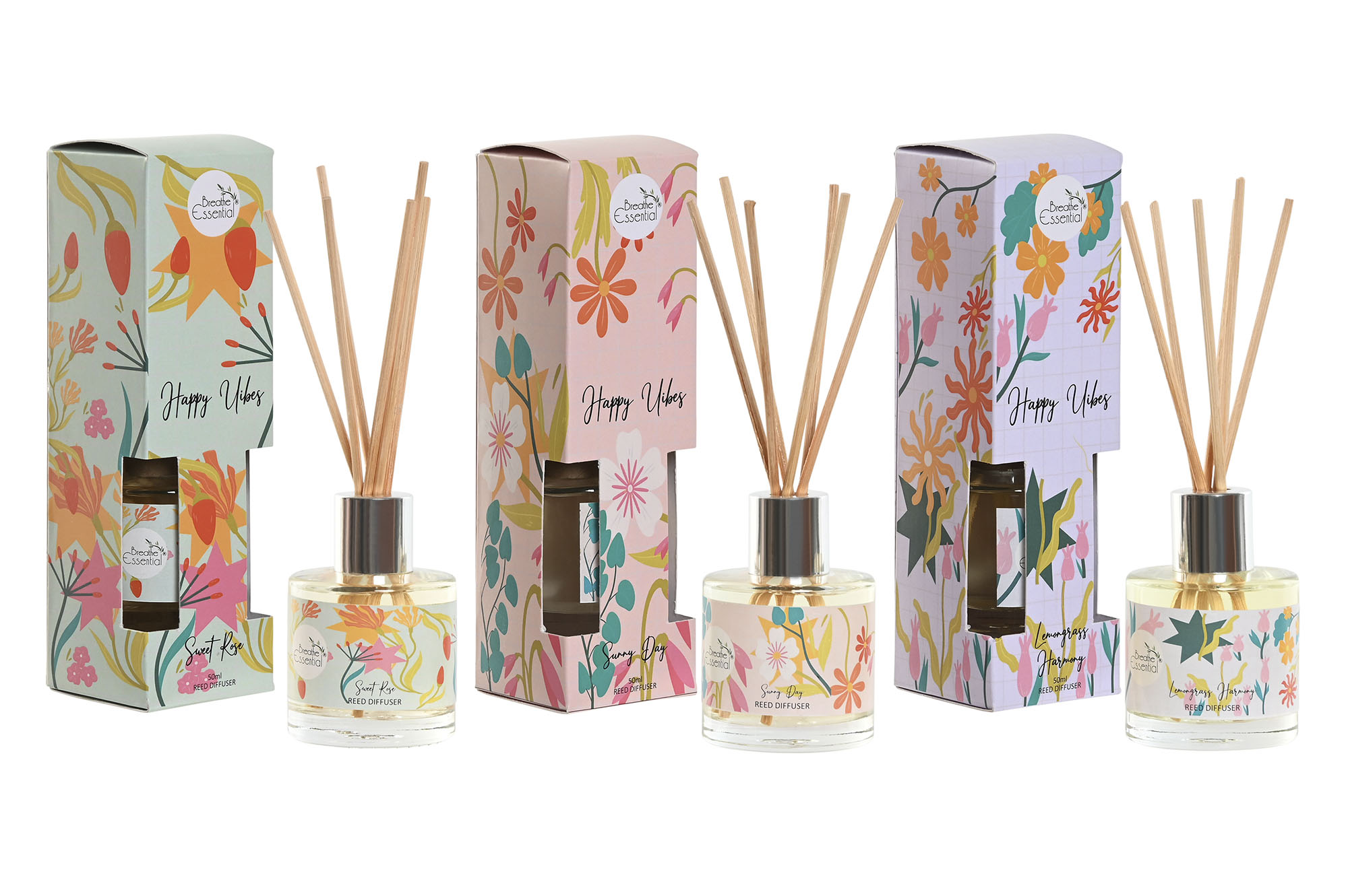 AMBIENTADOR MIKADO CRISTAL 5X5X18 50 ML, FLORAL 3
