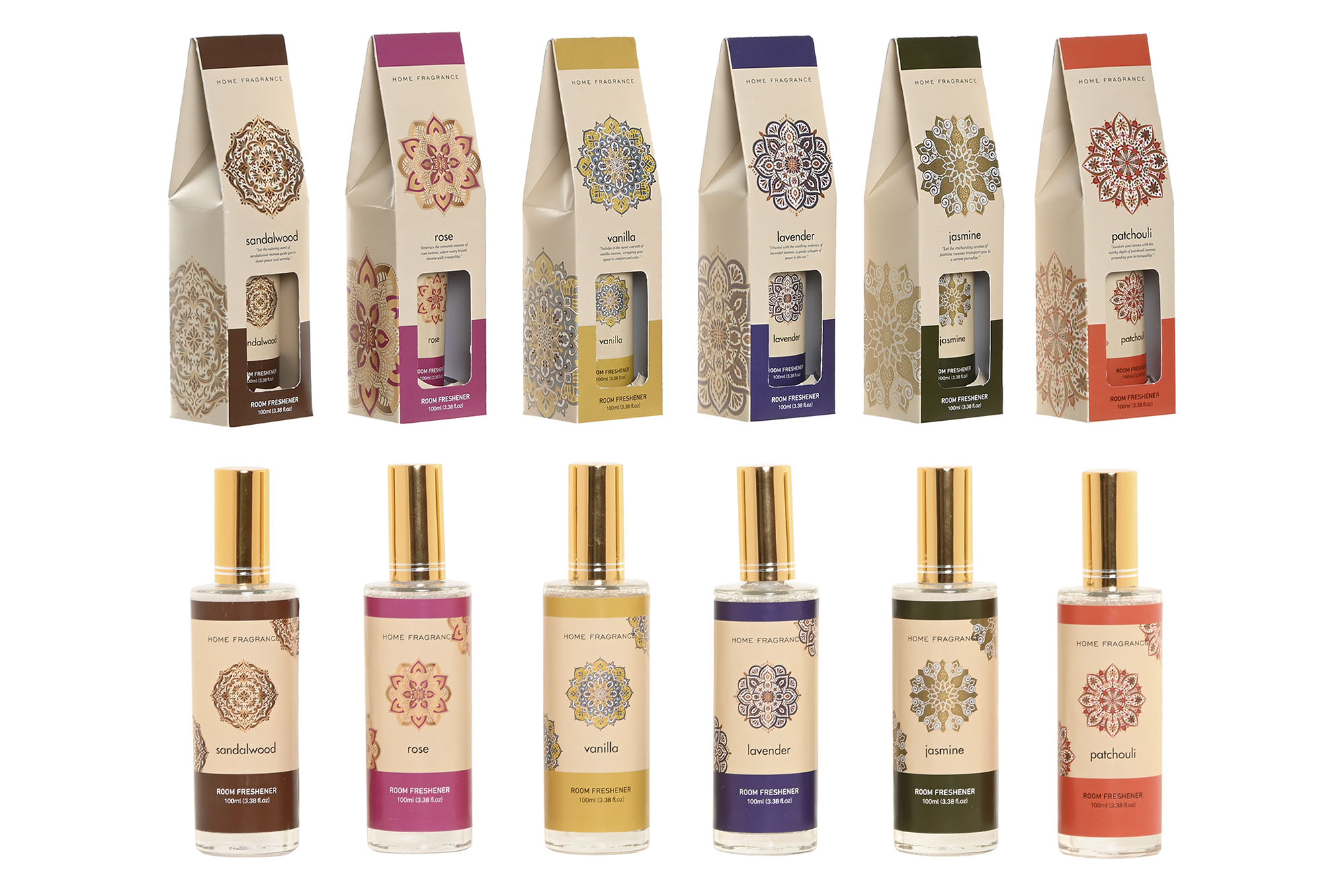 SPRAY AROMA CRISTAL 4X4X16 100 ML, MANDALA 6 SURT.