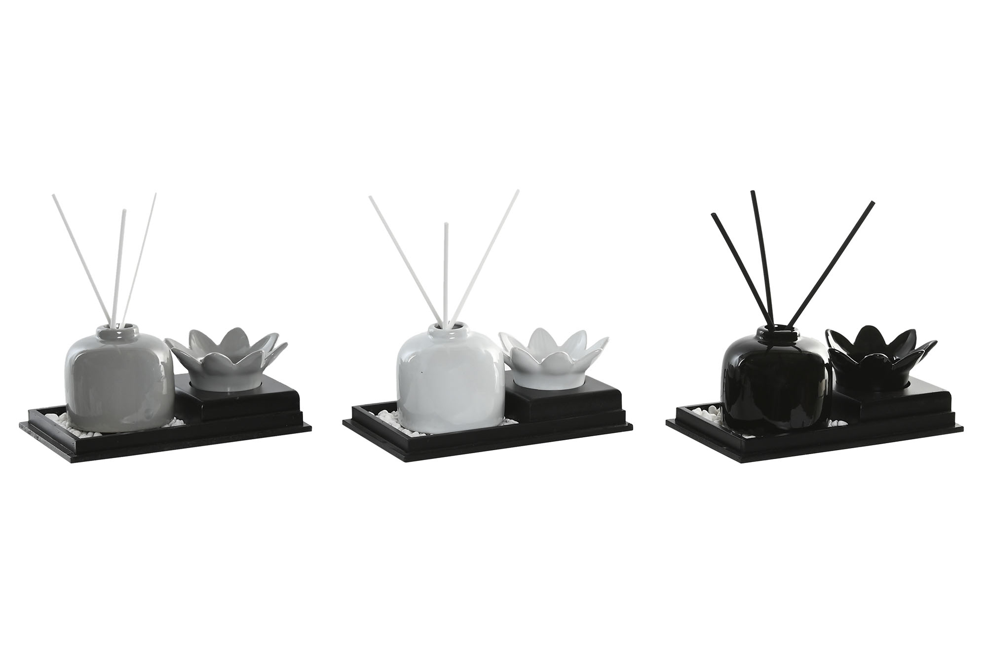 DECORACION SET 2 CERAMICA 19X11X8 FLOR DE LOTO MIK