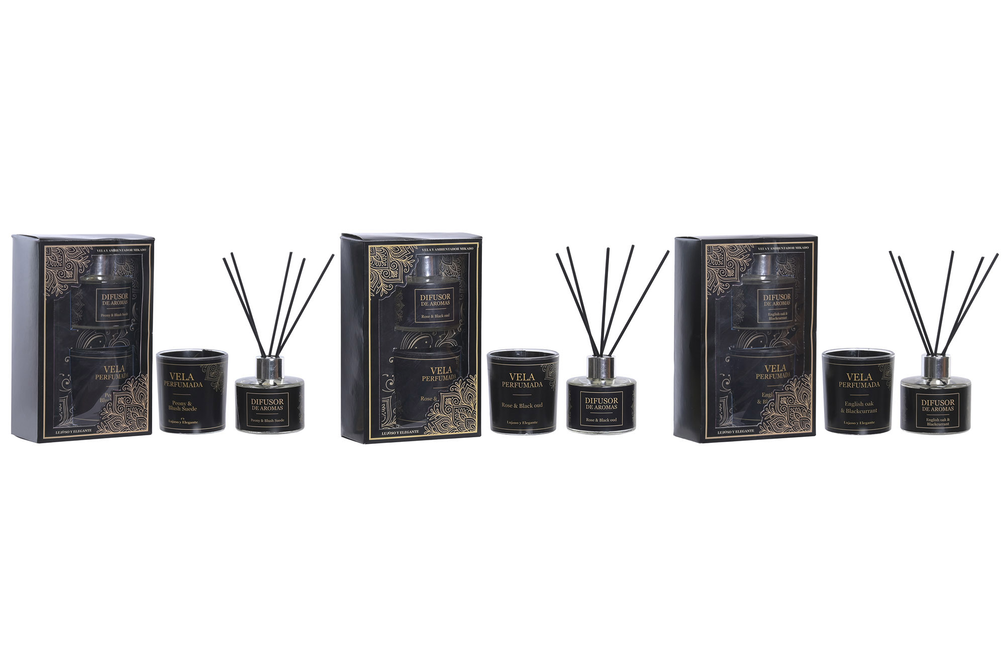 VELA SET 2 CRISTAL 13X7X21 15% AROMA MIKADO 3% VEL