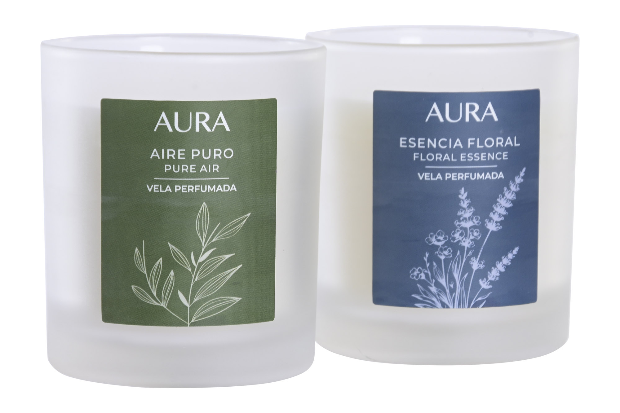 VELA CERA DE SOJA 8X8X10,5 200 GR, AURA 2 SURT.