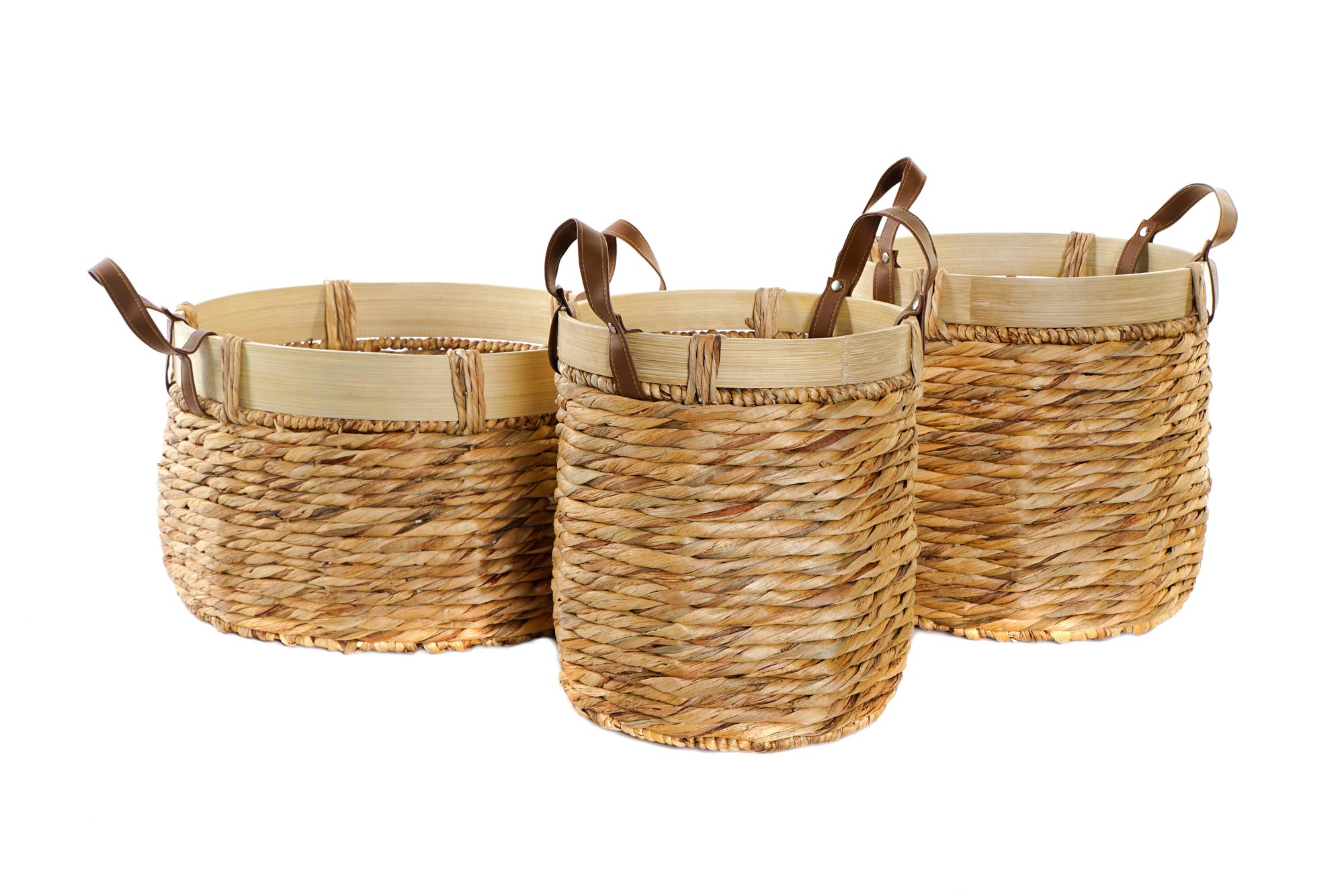 CESTA SET 3 JUNCO BAMBU 40X40X24 NATURAL MARRON