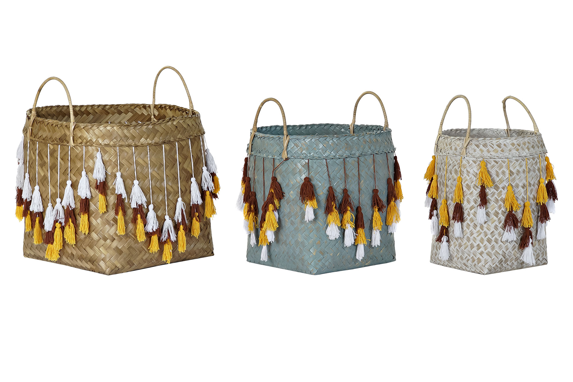 CESTA SET 3 BAMBU 46X46X57 FLECOS MULTICOLOR