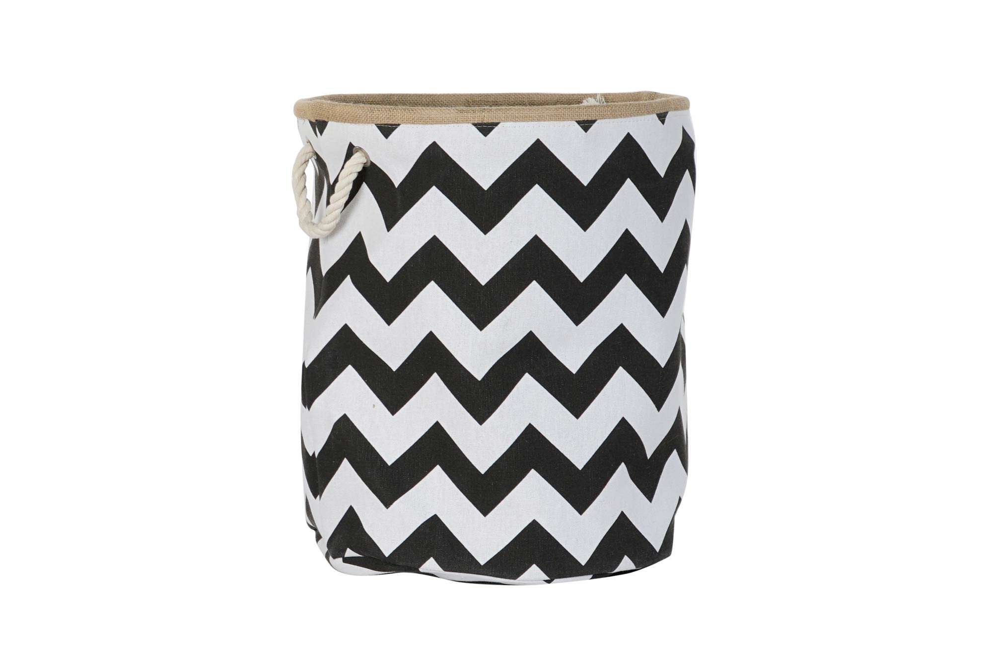 CESTA POLIESTER YUTE 38X38X45 ZIG ZAG BLANCO