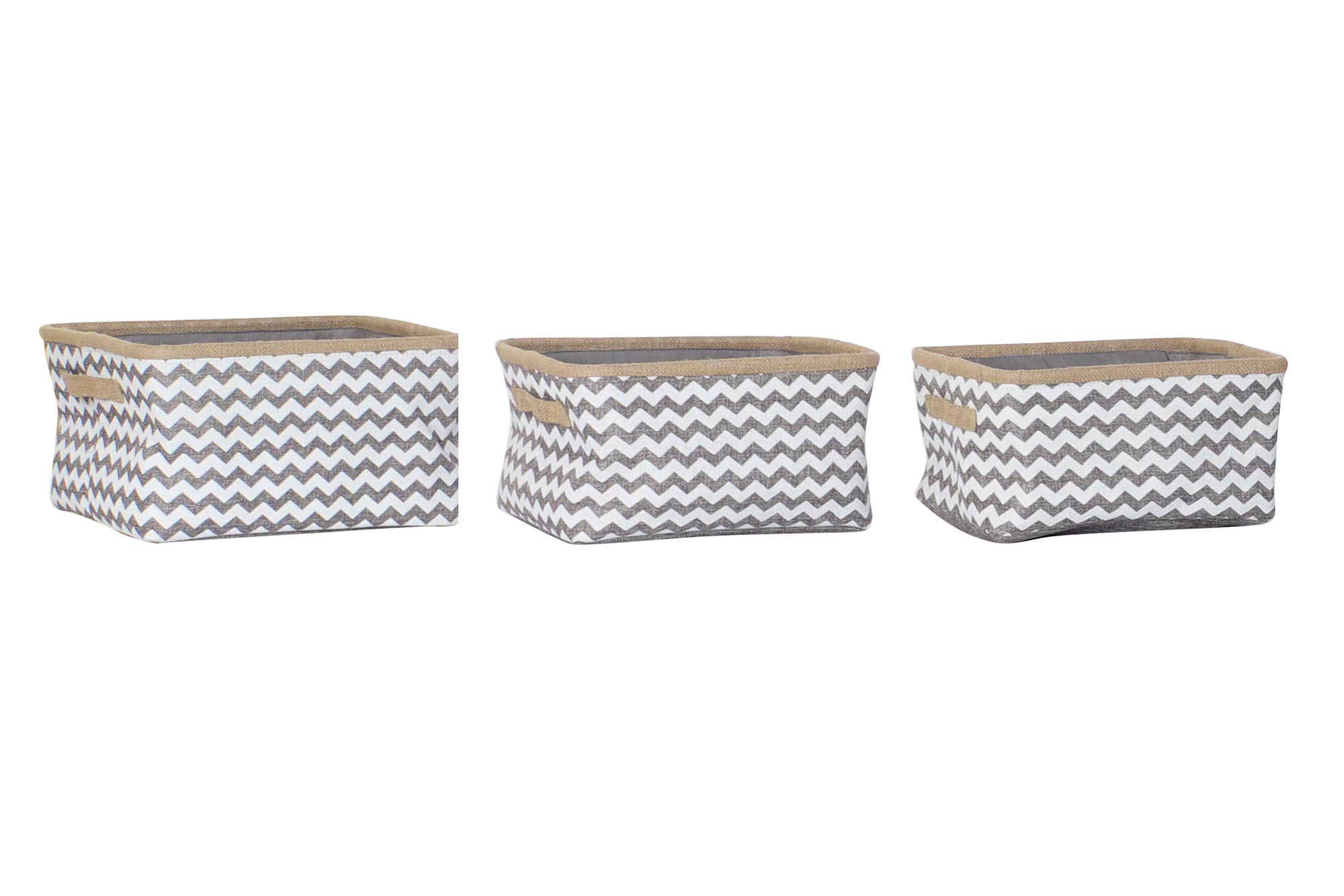 CESTA SET 3 POLIESTER YUTE 36X31X20 ZIG ZAG GRIS
