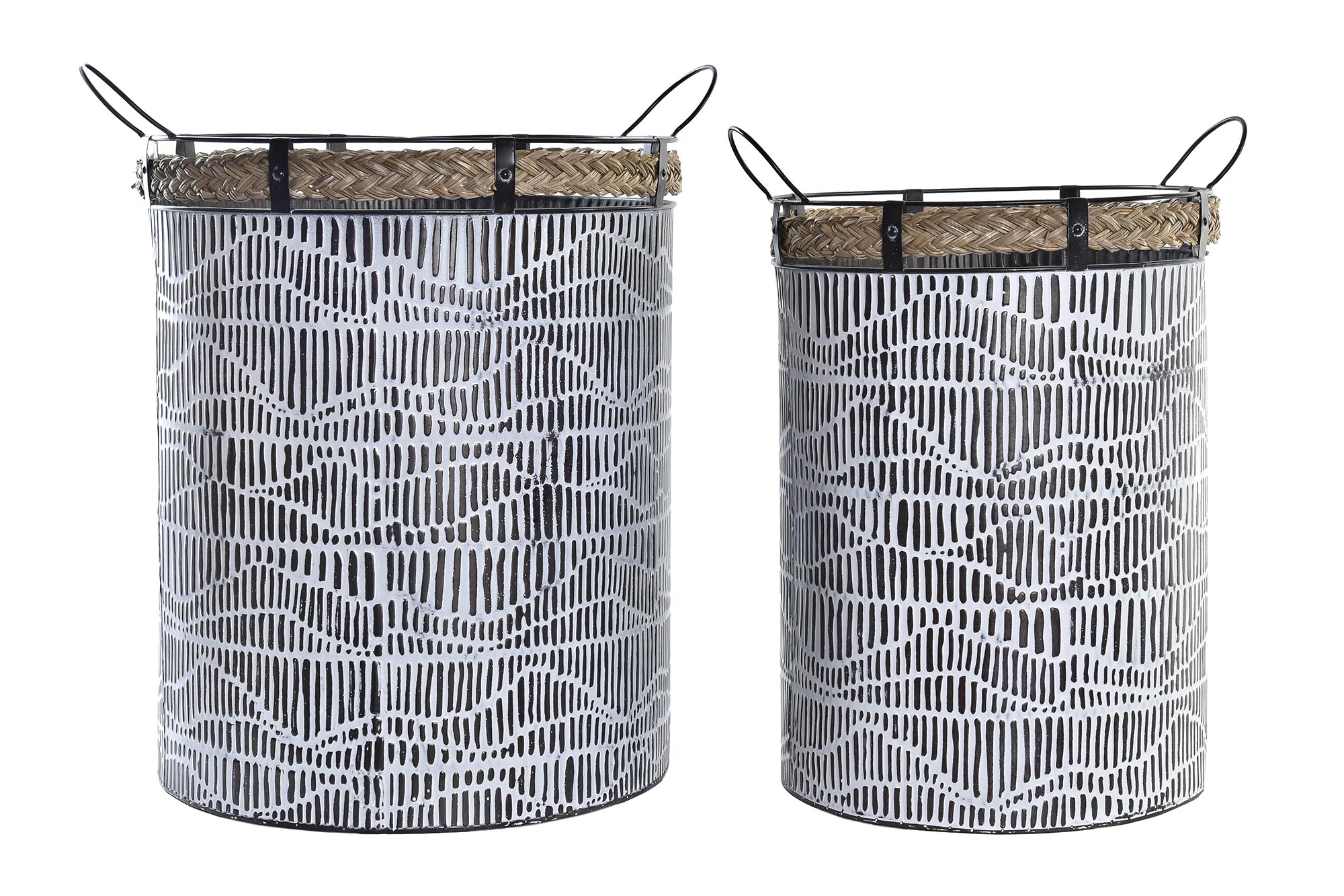 CESTA SET 2 HIERRO CUERDA 52X42X58 BLANCO