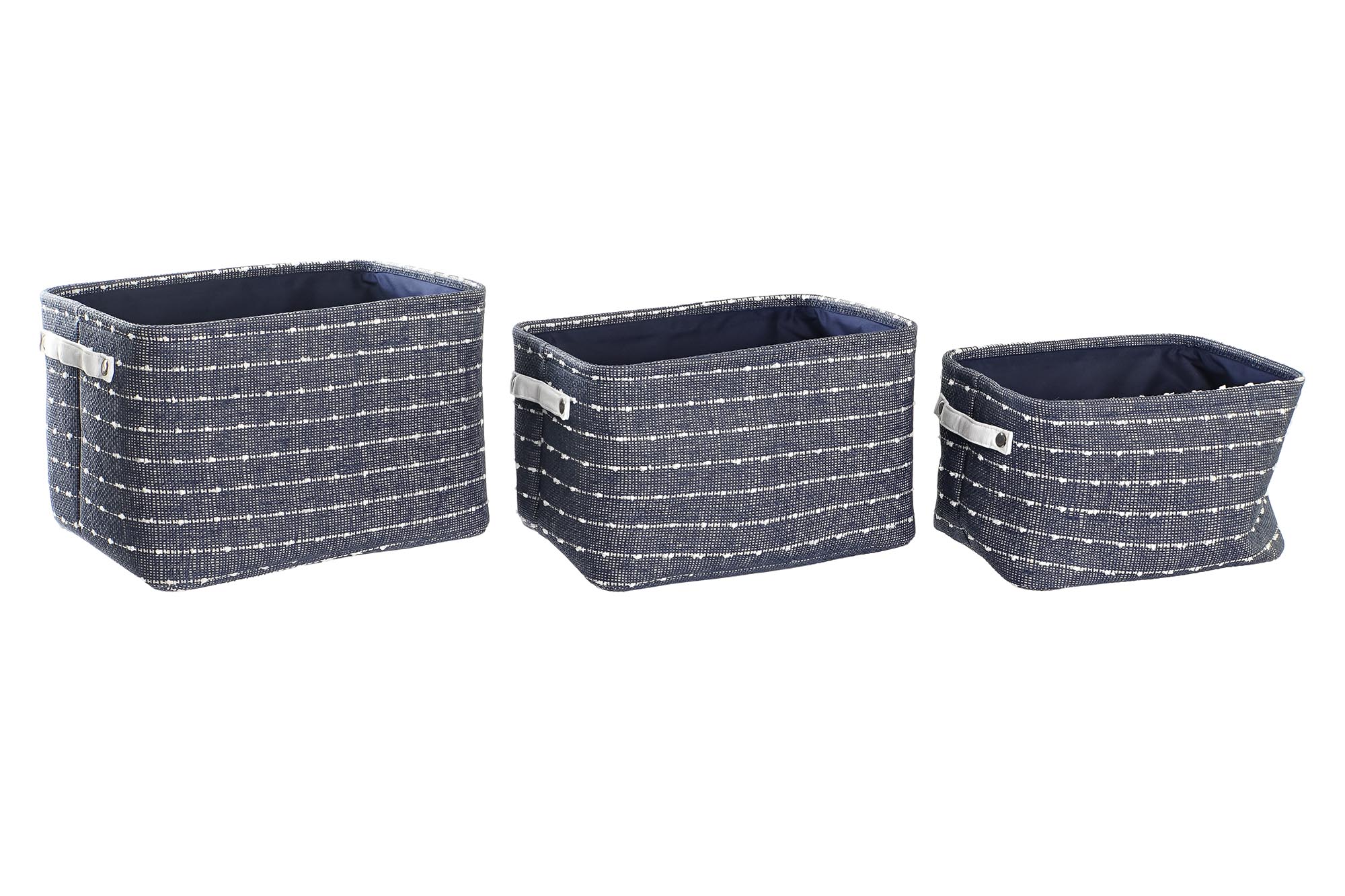 CESTA SET 3 POLIESTER 38X28X25 AZUL MARINO