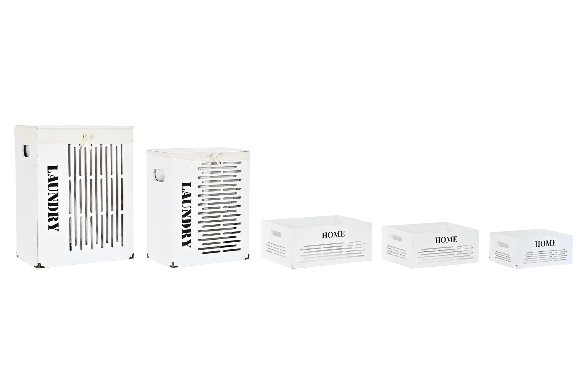 CESTA ROPA SET 5 MDF POLIESTER 40X30X56 BLANCO