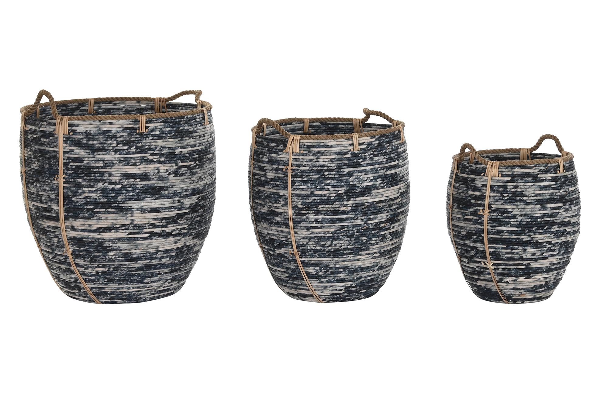CESTA SET 3 RATAN 52X52X60 NEGRO