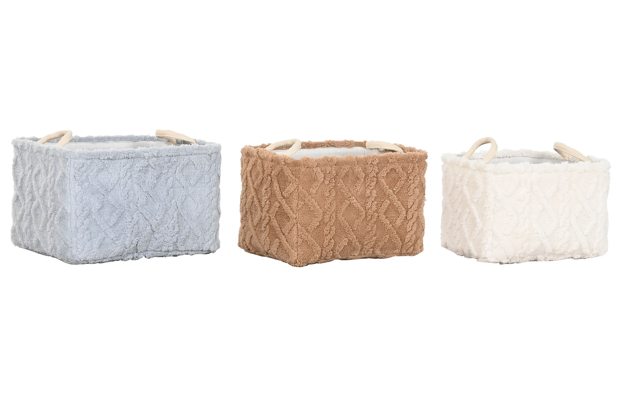 CESTA SET 3 POLIESTER 42X32X27 BEIGE