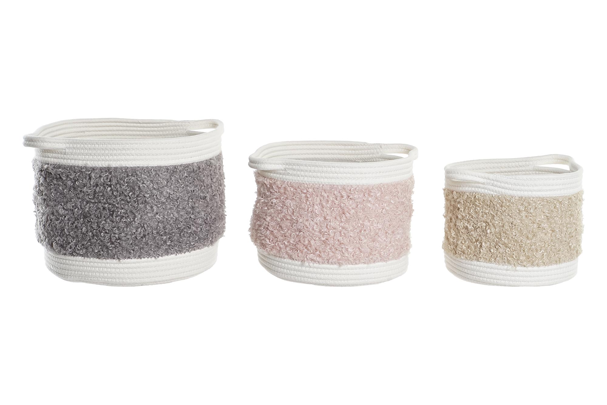 CESTA SET 3 ALGODON 34X34X27 ROSA PALO