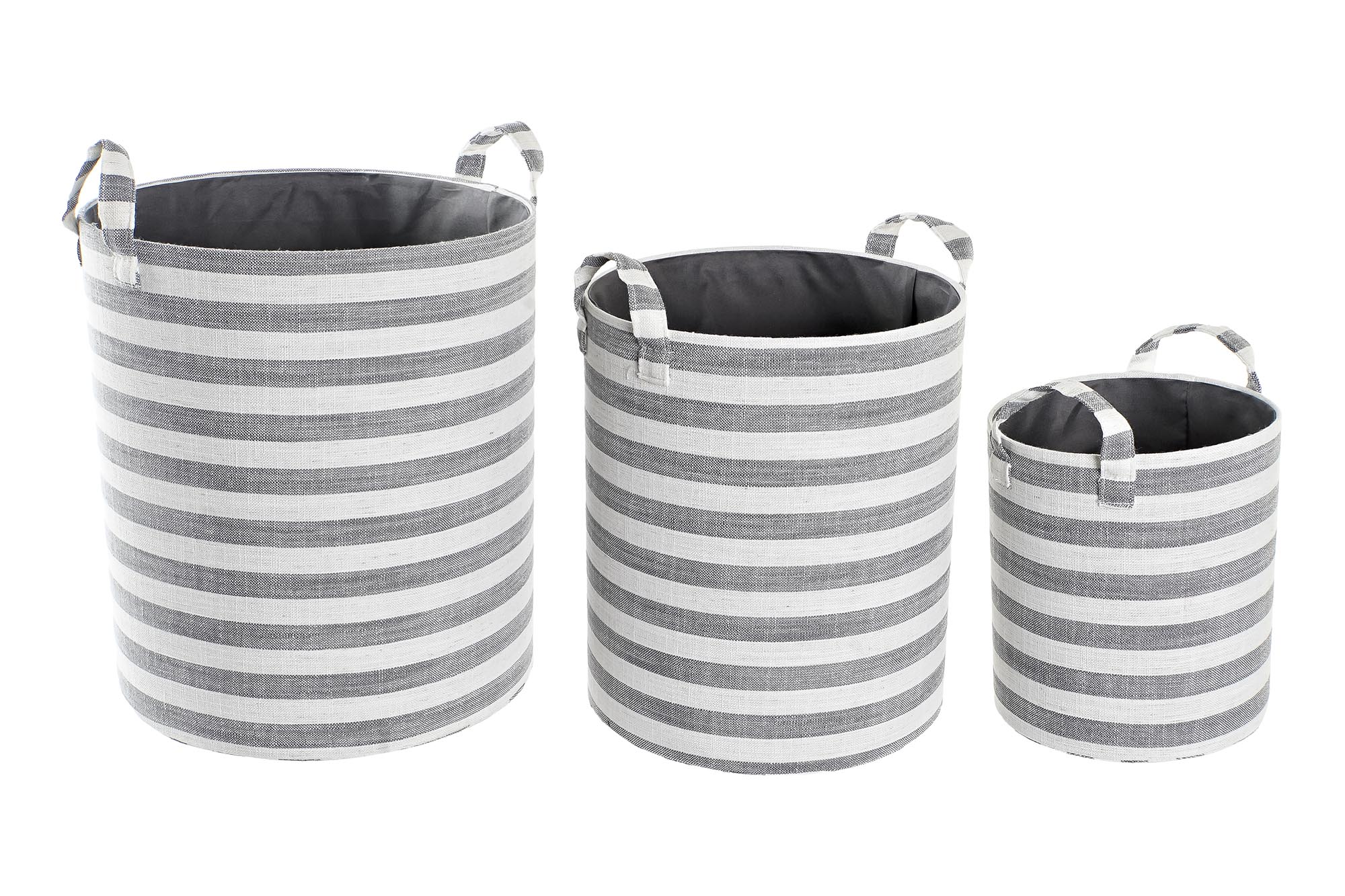 CESTA SET 3 ALGODON 35X35X40 RAYAS GRIS