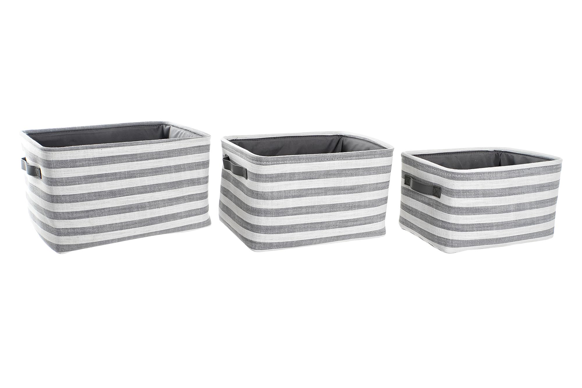 CESTA SET 3 ALGODON 42X32X25 RAYAS GRIS