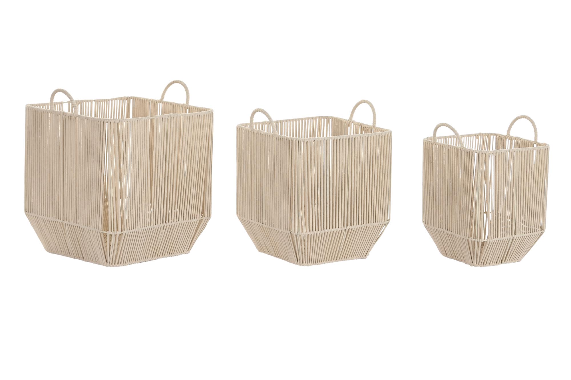 CESTA SET 3 ALGODON METAL 37X37X45 BEIGE