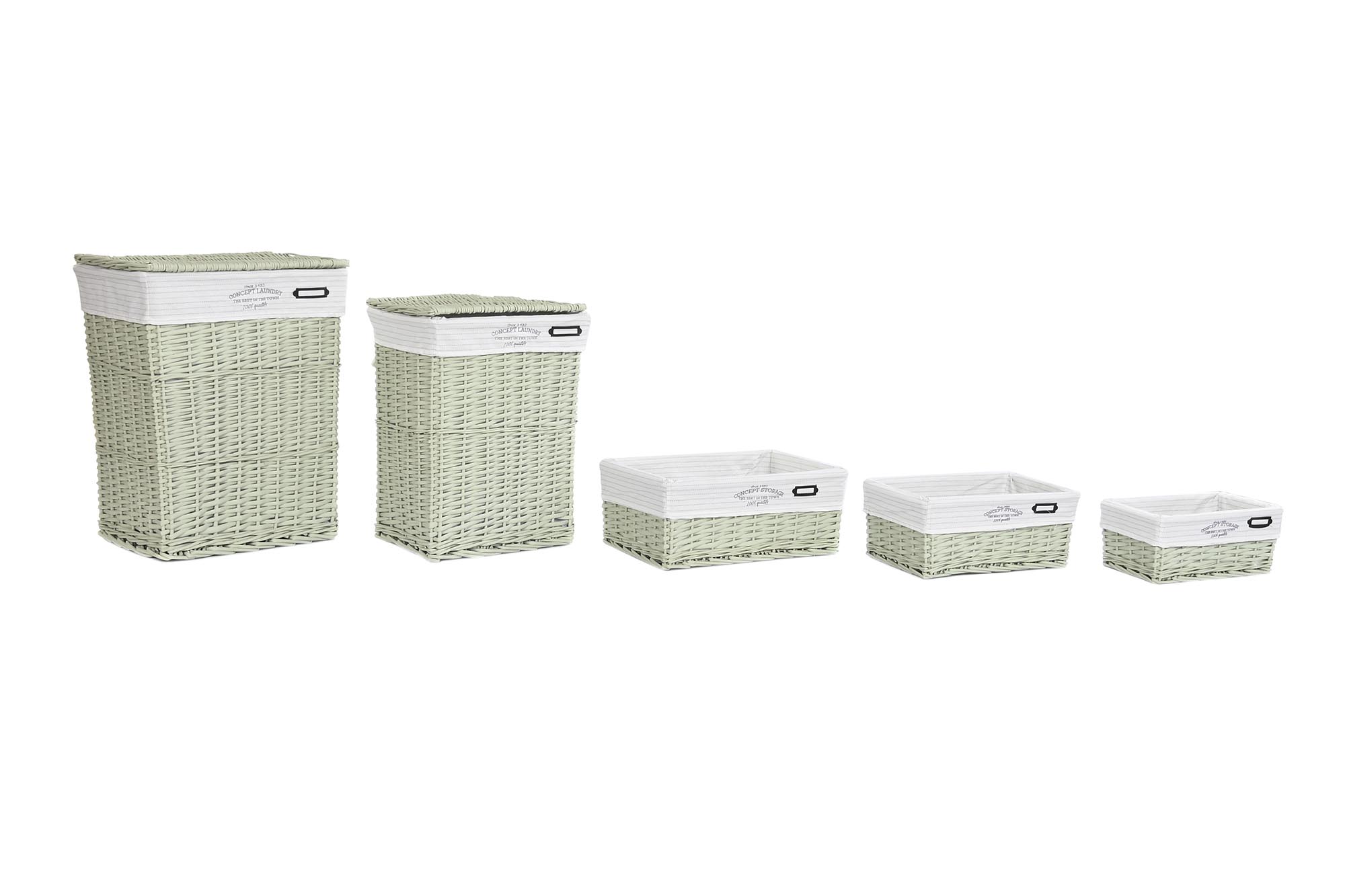 CESTA ROPA SET 5 MIMBRE POLIESTER 44X34X56 VERDE