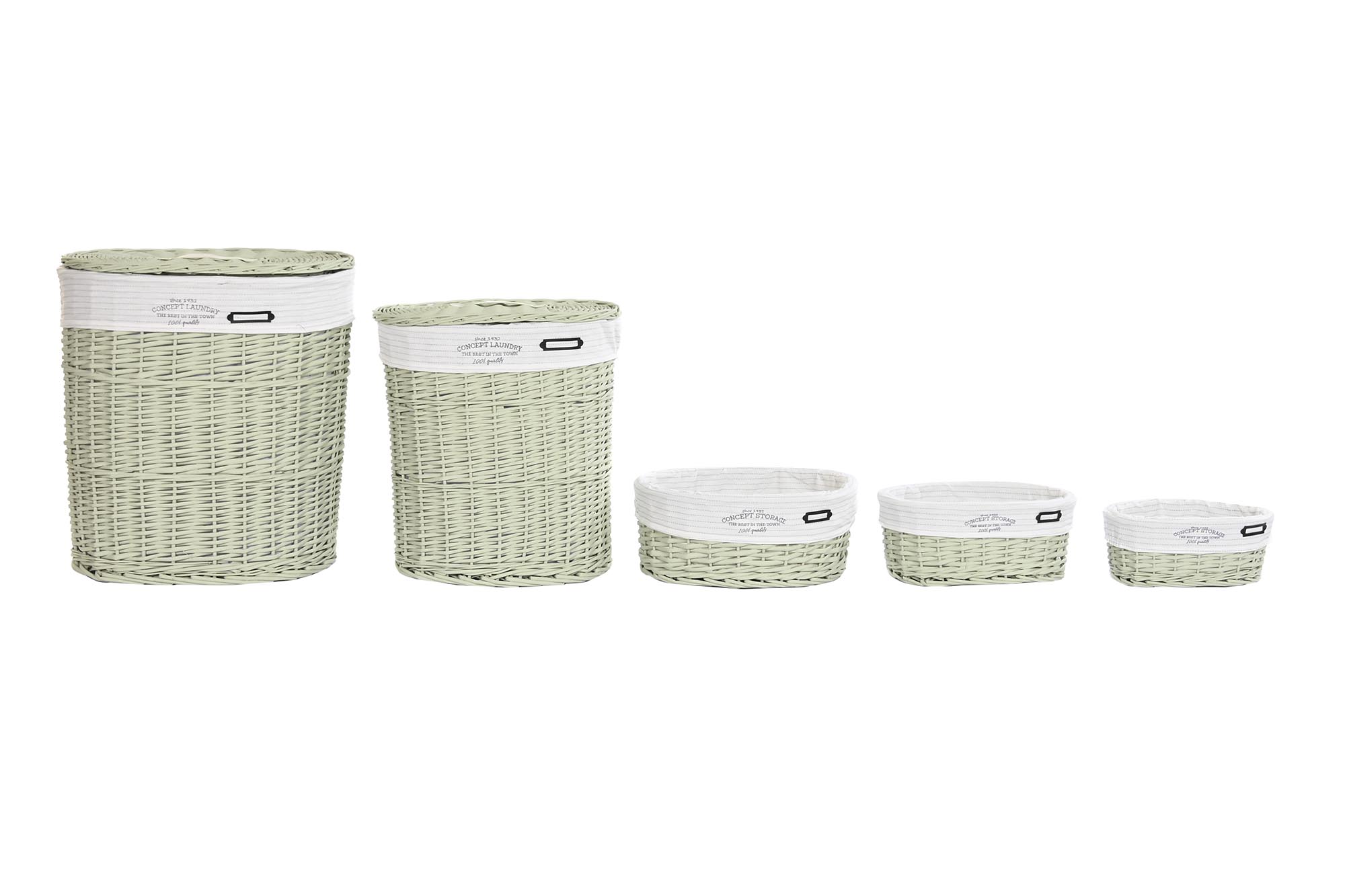 CESTA ROPA SET 5 MIMBRE POLIESTER 51X37X56 VERDE