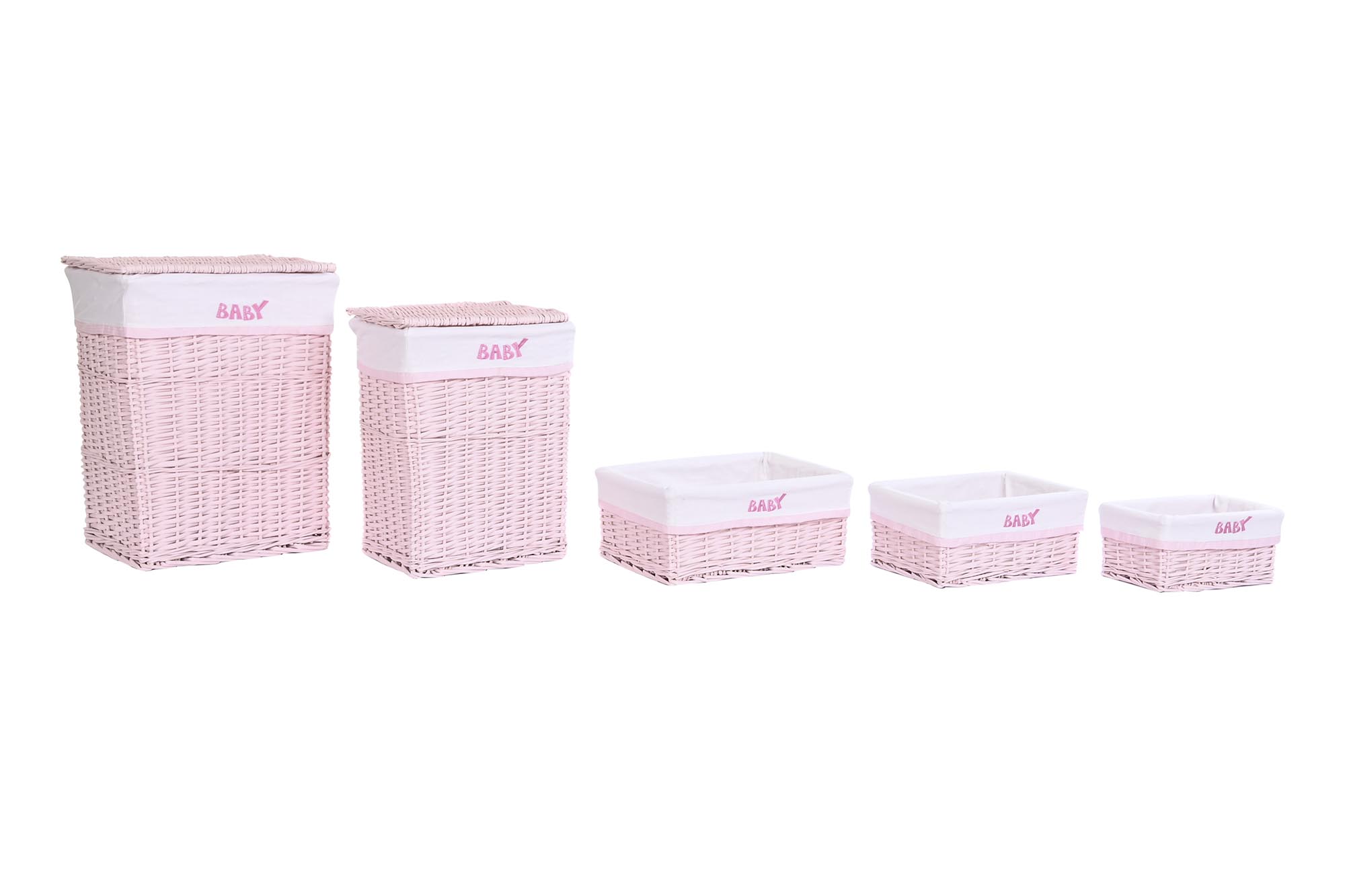 CESTA ROPA SET 5 MIMBRE POLIESTER 44X34X56 ROSA