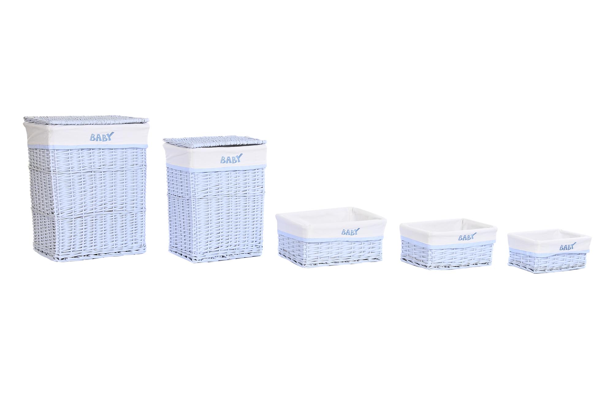 CESTA ROPA SET 5 MIMBRE POLIESTER 44X34X56