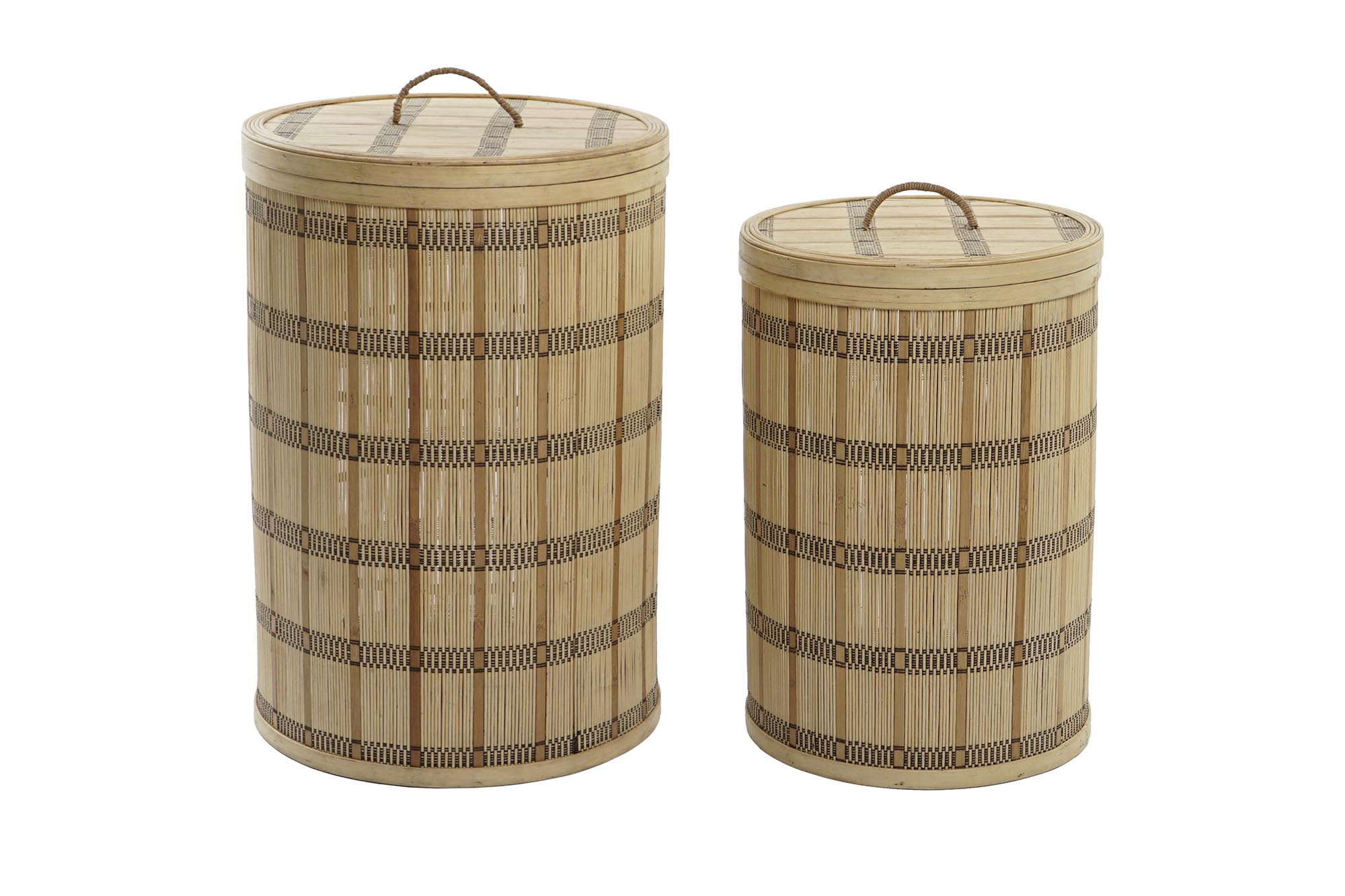 CESTA SET 2 BAMBU 40X40X63 CON TAPA NATURAL MARRON