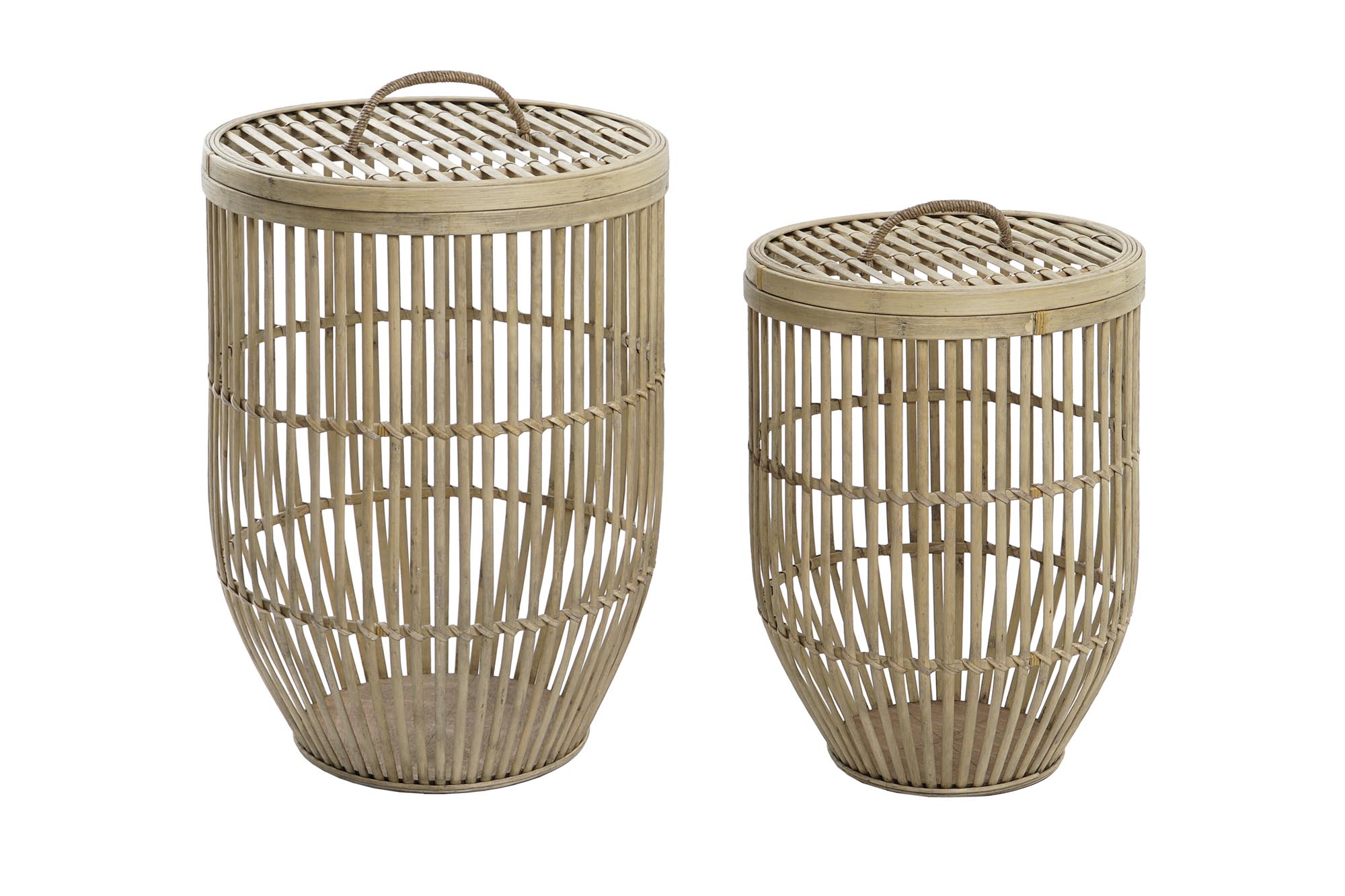CESTA SET 2 BAMBU 40X40X61 CON TAPA NATURAL